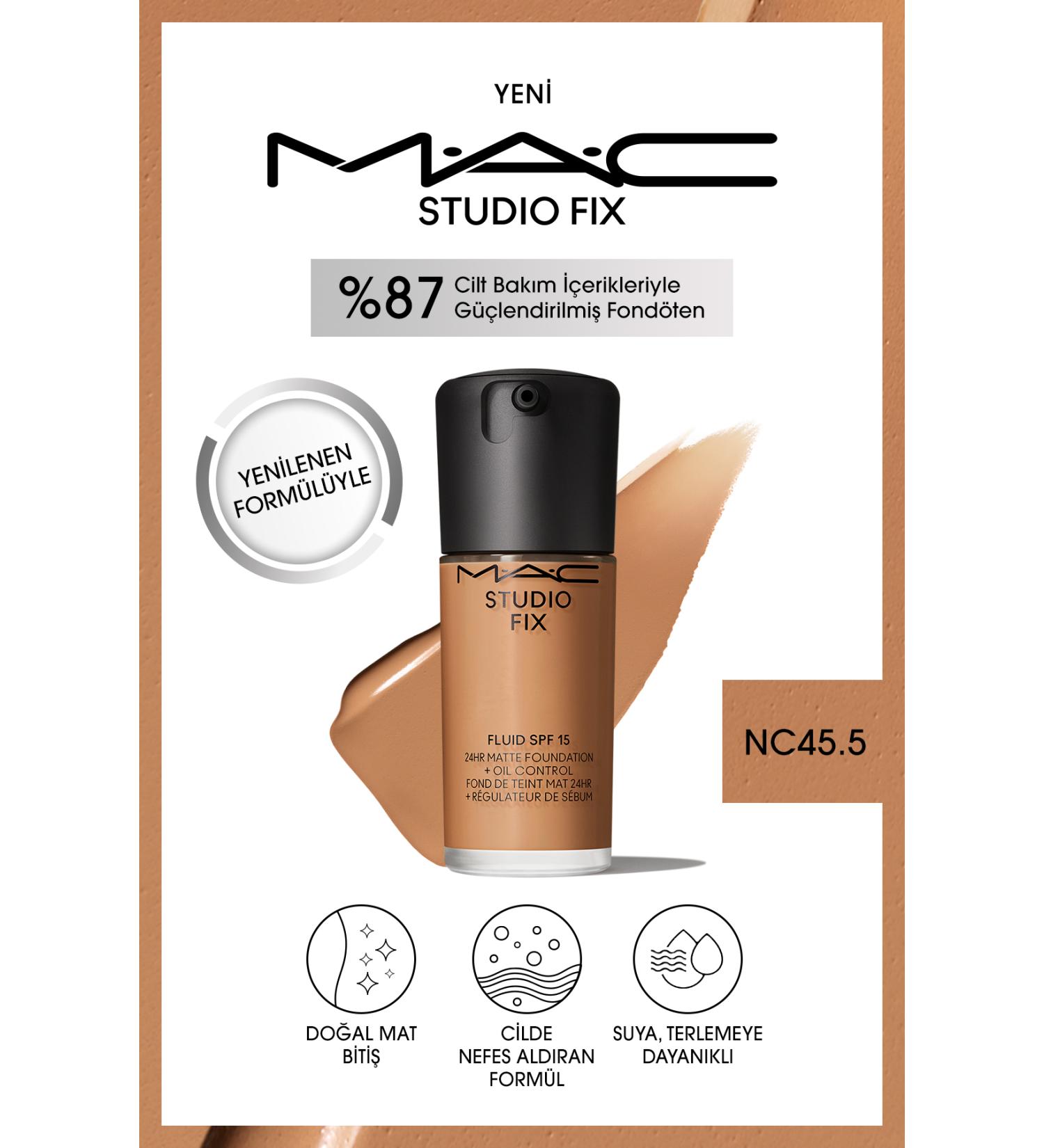 Mac 24 Hour Lasting Matte Foundation - Studio Fix Fluid Spf15 - Color: Nc45.5 - 30ml - Buy Online on GoSupps.com
