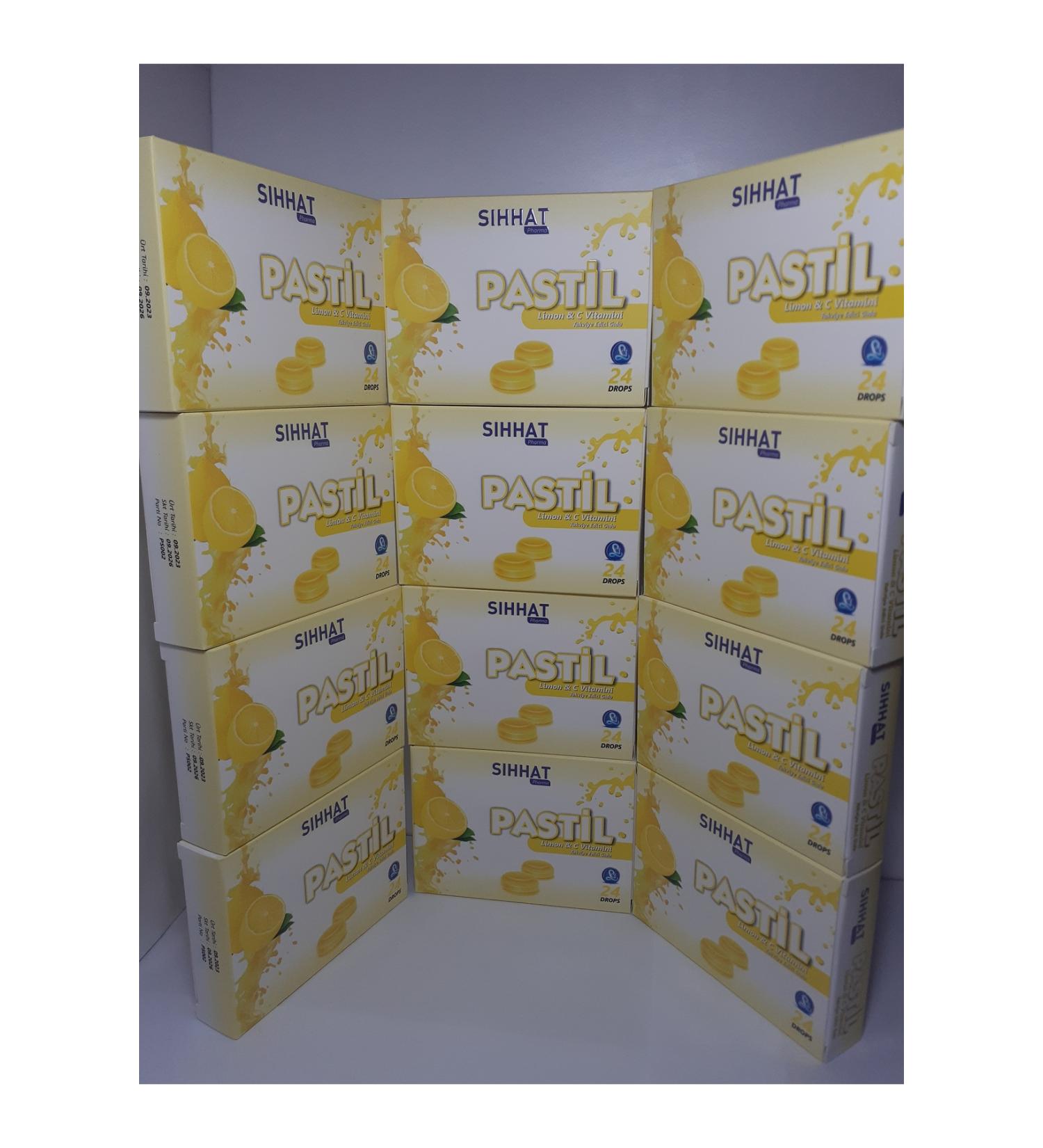 S hhat Pharma Throat Lozenge Lemon & Vitamin C 24 Drops X 12 Pieces