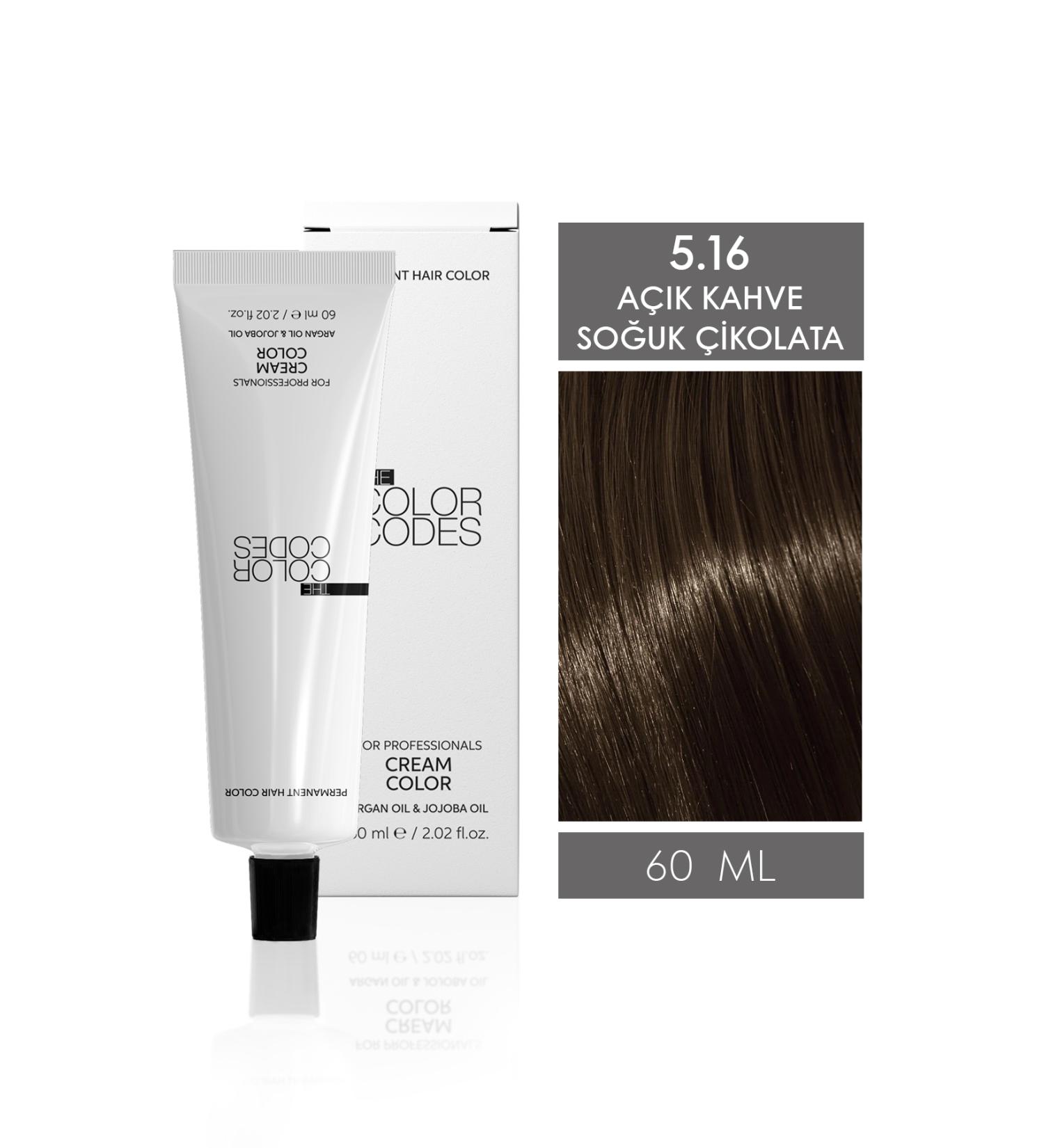 THE COLOR CODES CREAM COLOR 5.16 LIGHT BROWN COLD CHOCOLATE 60ML