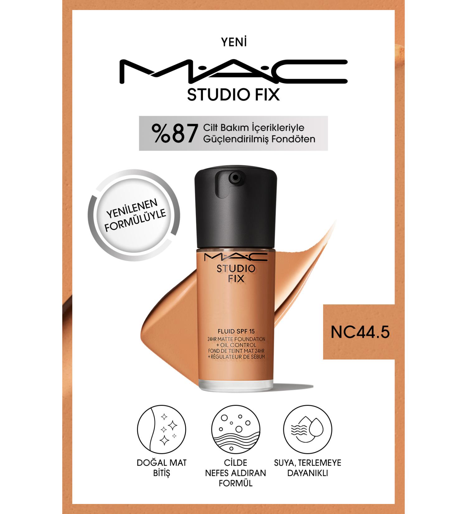 Mac 24 Hour Lasting Matte Foundation - Studio Fix Fluid Spf15 - Color: Nc44.5 - 30ml - Buy Online on GoSupps.com