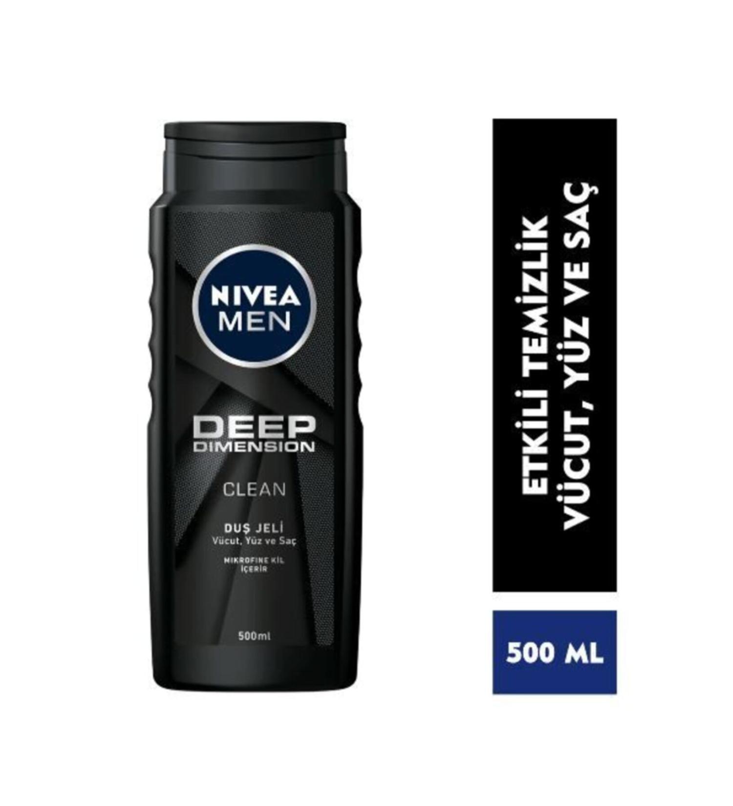 NIVEA Men Deep Dimension Shower Gel 500 Ml + Washcloth Gift Setnve707