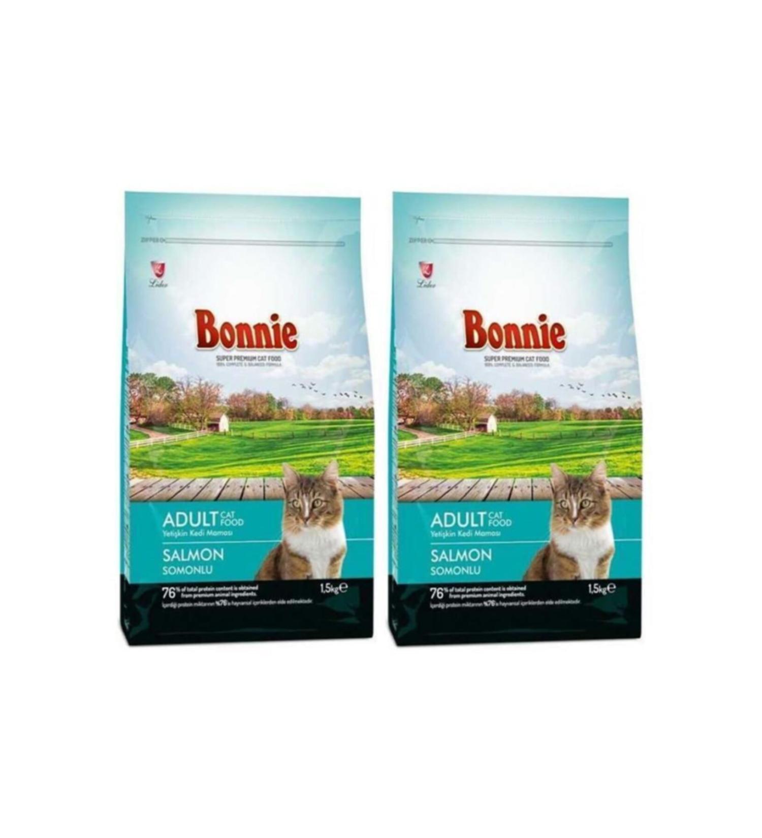Bonnie Salmon Adult Cat Food 1.5 kg 2 Pieces