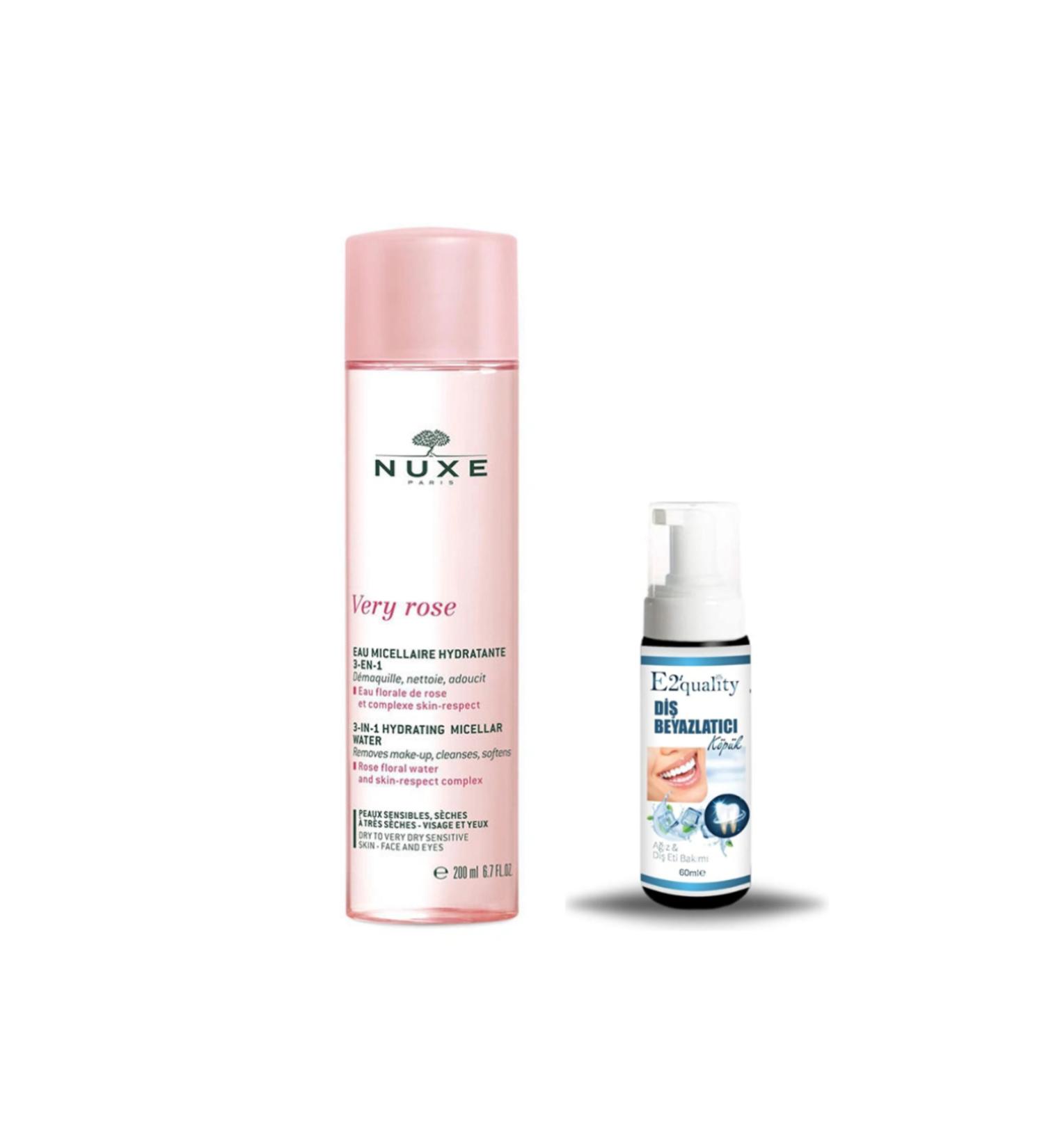 Nuxe Very Rose 3 in 1 Micellar Water 200ml + Teeth Whitening Foam