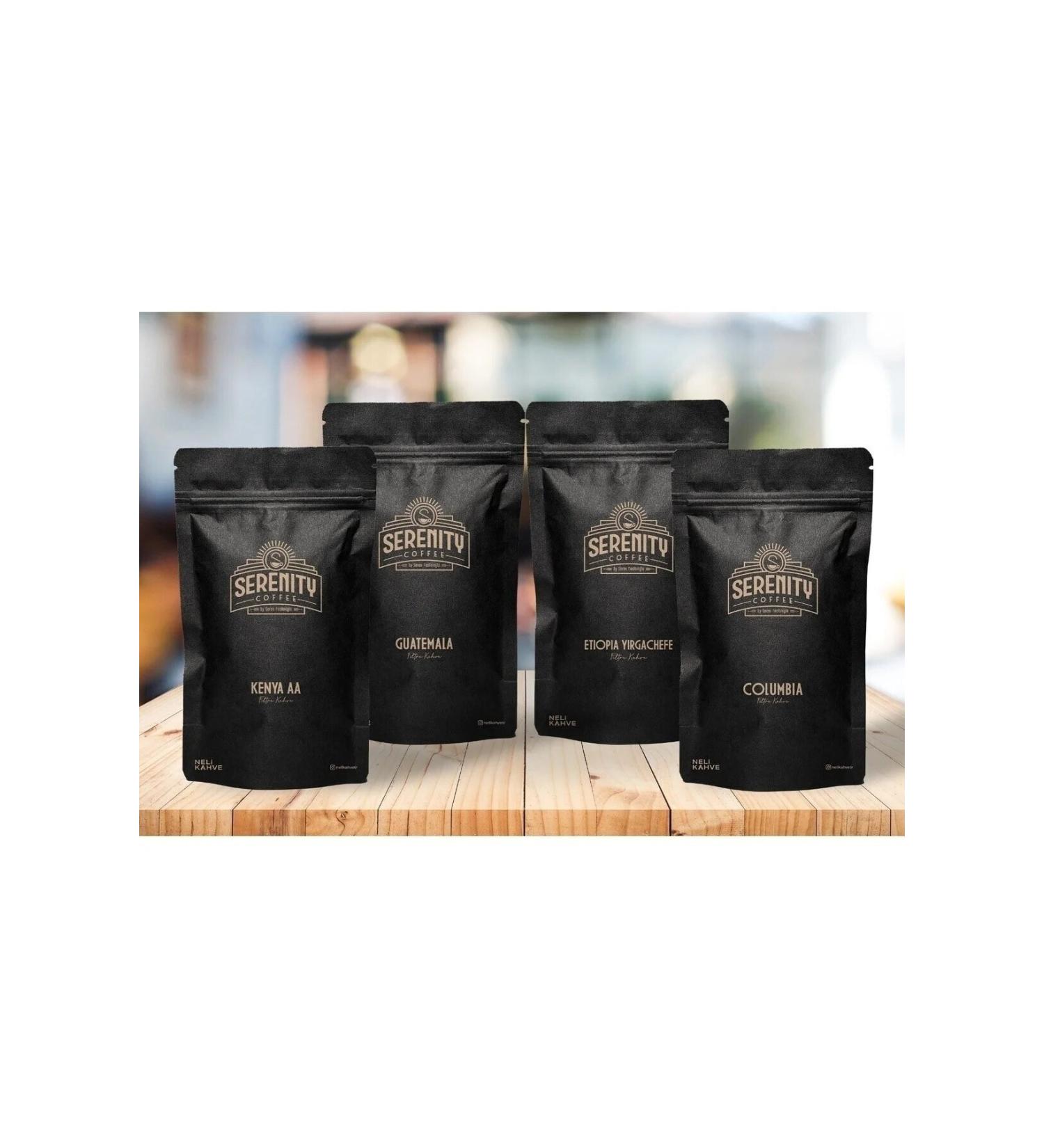 NEL KAHVE Serenity Series - Ground Filter Coffee Set of 4 (ETHIOPIA COLOMBIA GUATEMALA) - 1000 gr