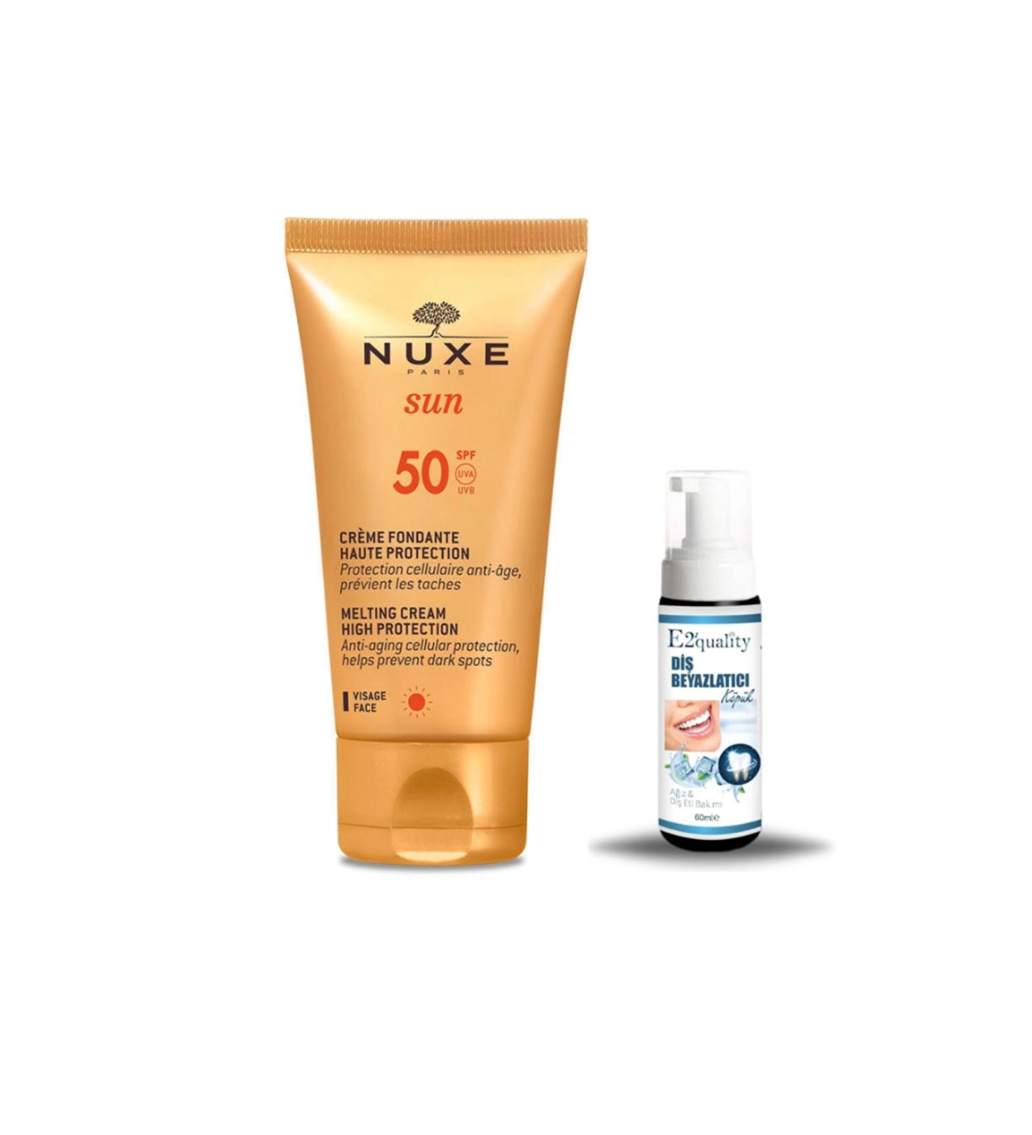 Nuxe Sun Creme Fondante Visage Haute Protection Spf50 50ml + Teeth Whitening Foam