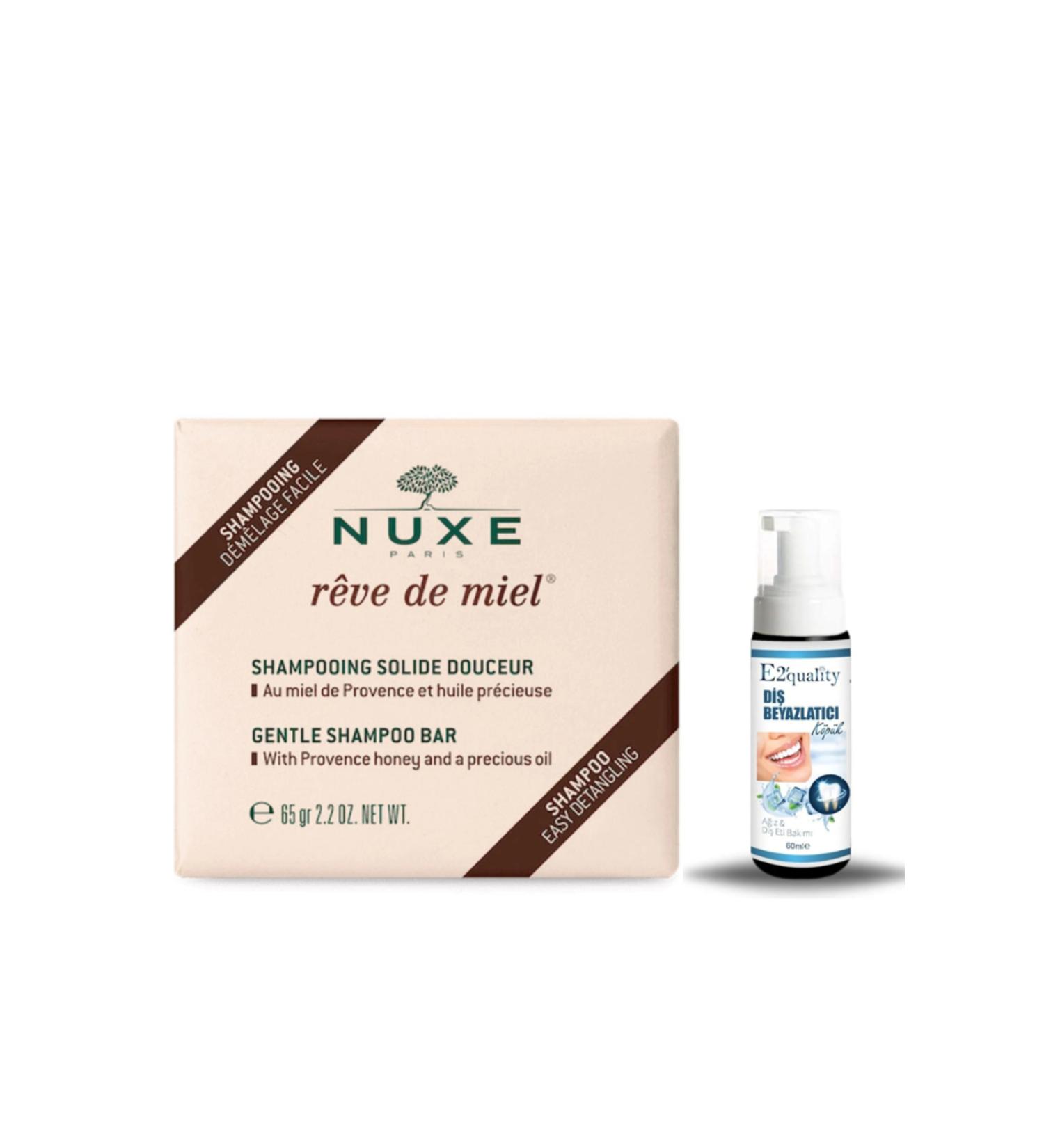 Nuxe Reve de Miel Sensitive Solid Shampoo 65 gr + Gift Teeth Whitening Foam