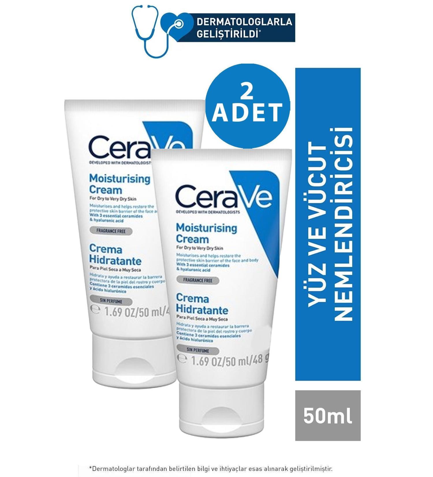 CeraVe Moisturizing Cream Dry and Very Dry Skin 50 ml 2 Pieces