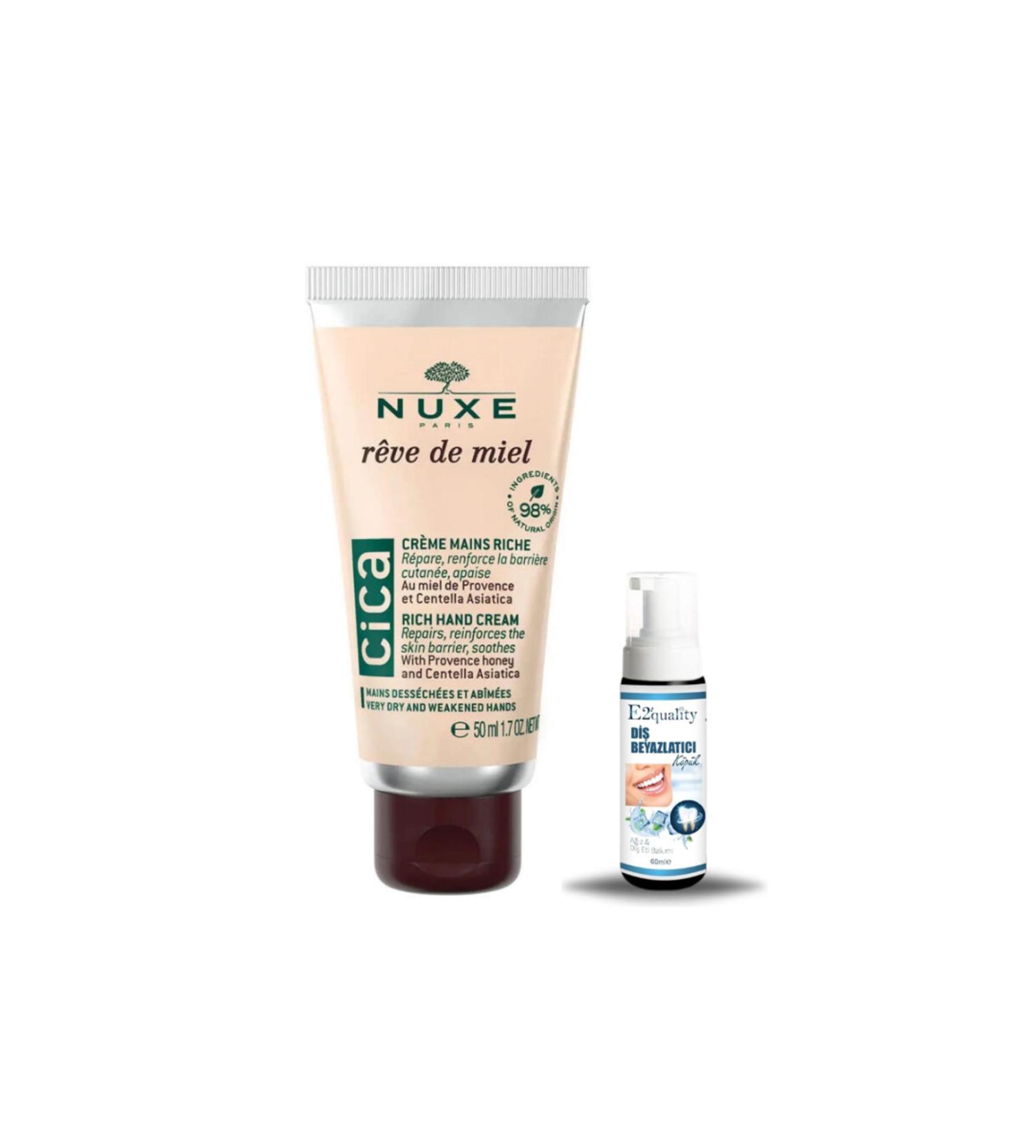 Nuxe Reve De Miel Cica Rich Hand Cream 50 ml + Gift Teeth Whitening Foam