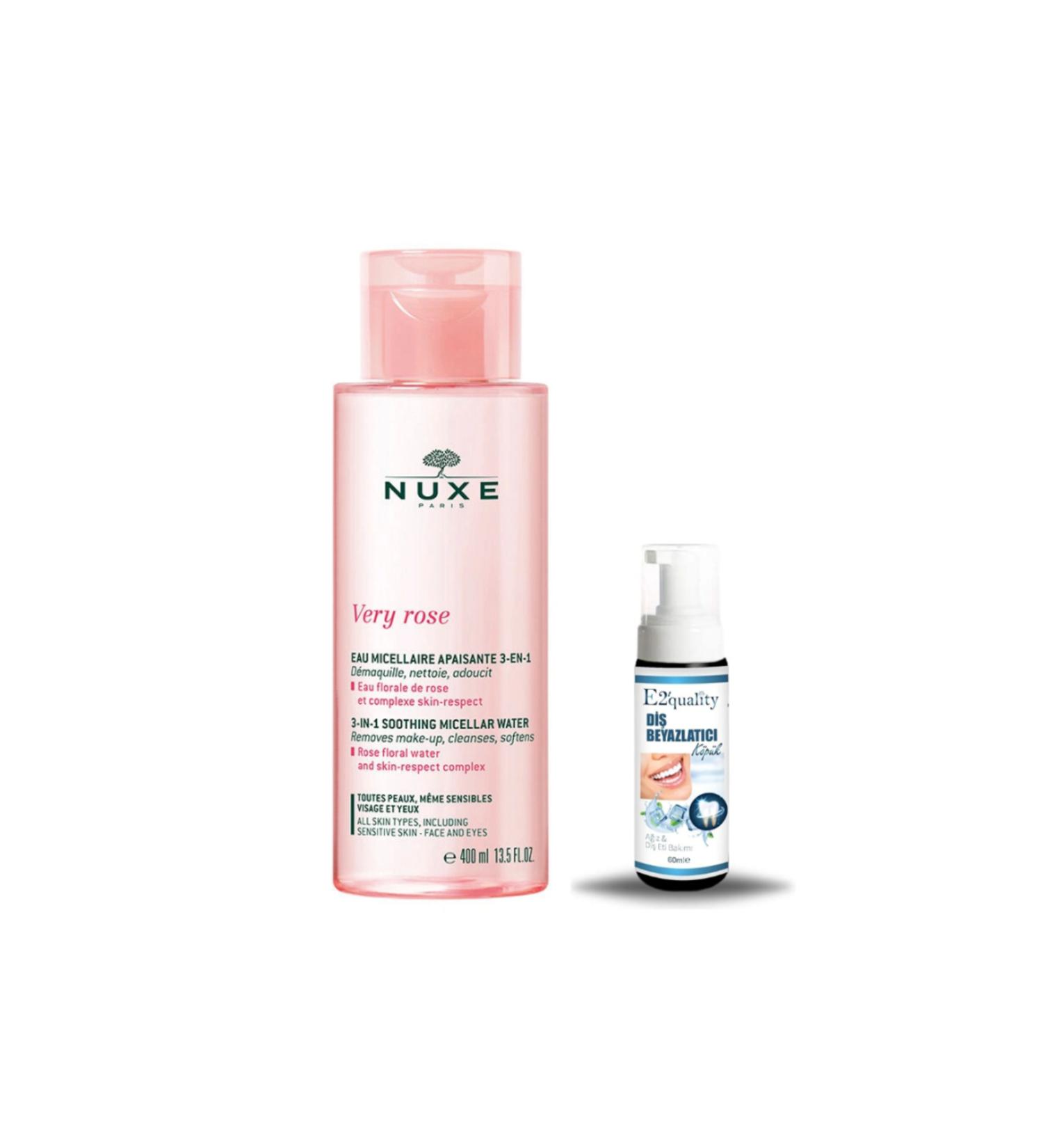 Nuxe Very Rose 3 in 1 Micellar Water 400 ml + Teeth Whitening Foam