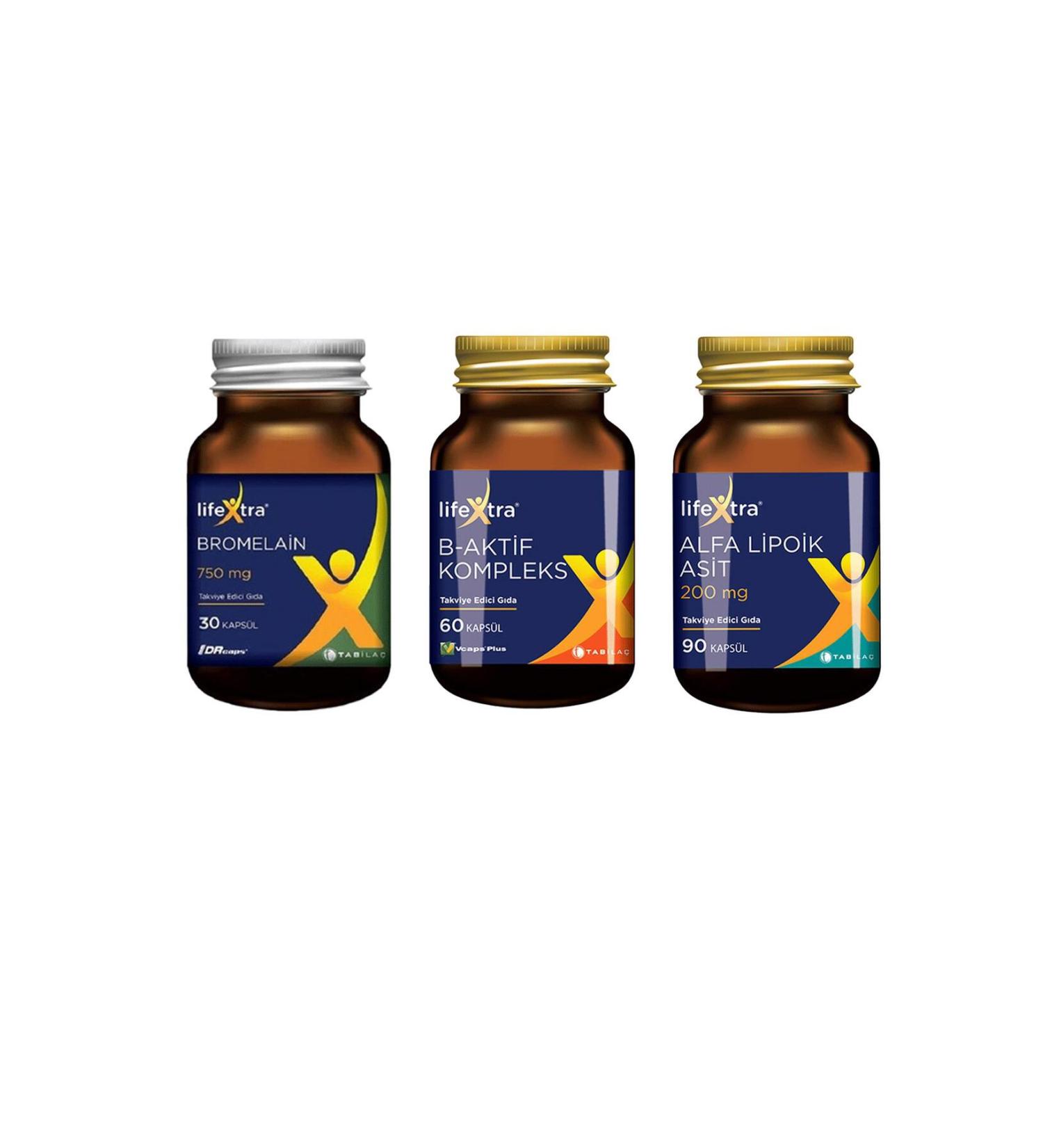 L FEXTRA Lifeextra B Complex 60 Capsules + Lifeextra Alpha Lipoic Acid 90 Capsules + Lifeextra Bromelain 750 Mg 3 - Buy Online on GoSupps.com