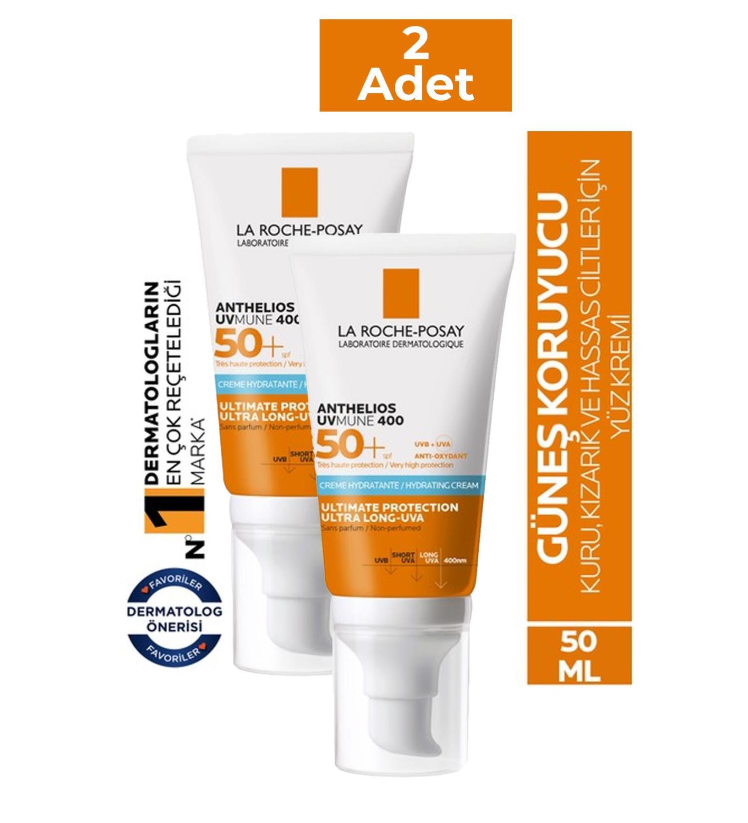 La Roche Posay Anthelios Uvmune 400 Hydrating Cream Spf50 50 ml 2 Pieces - Buy Online on GoSupps.com