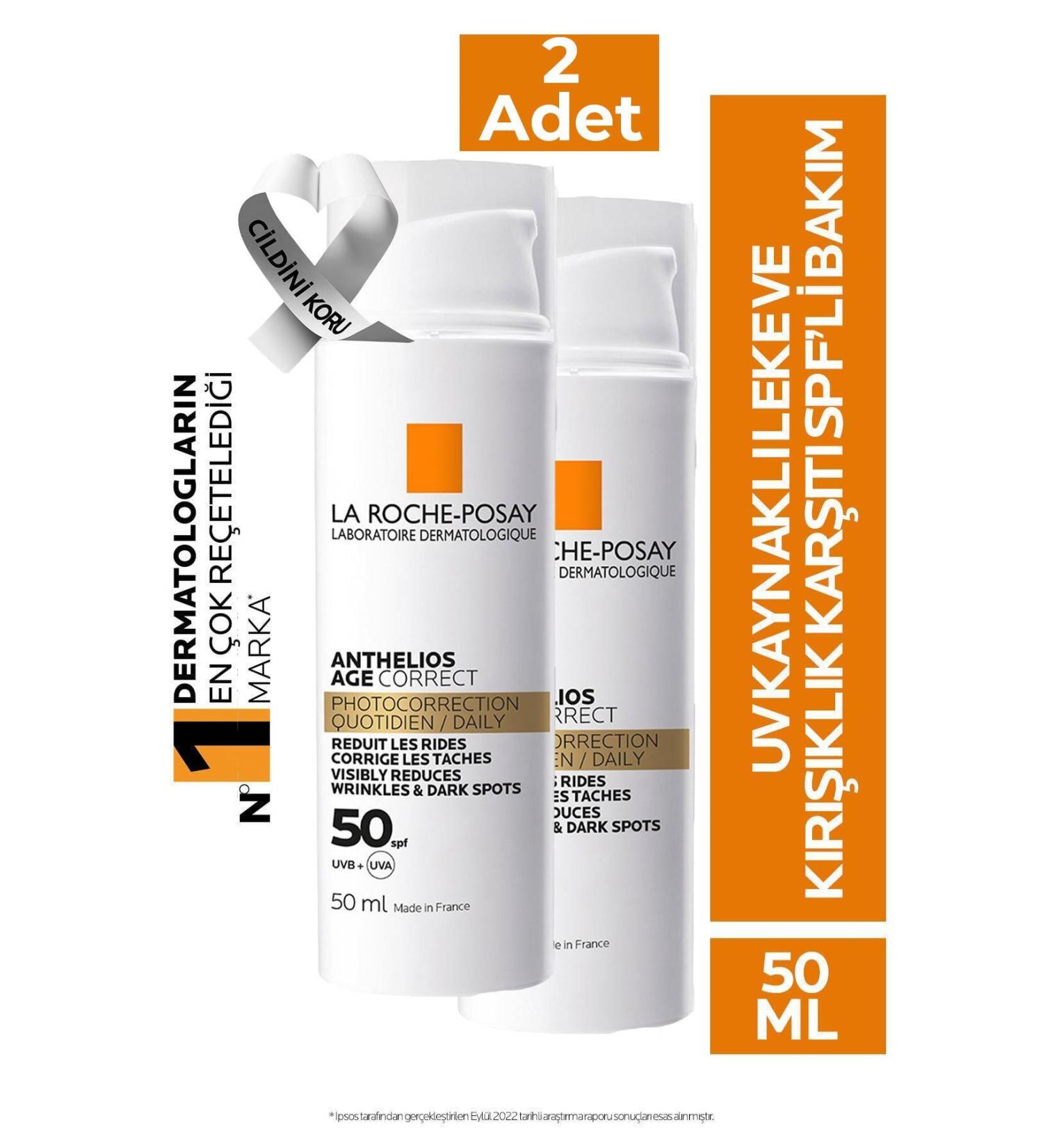 La Roche Posay Anthelios Age Correct Daily Light Spf50 Cream 50 ml 2 Pieces - Buy Online on GoSupps.com