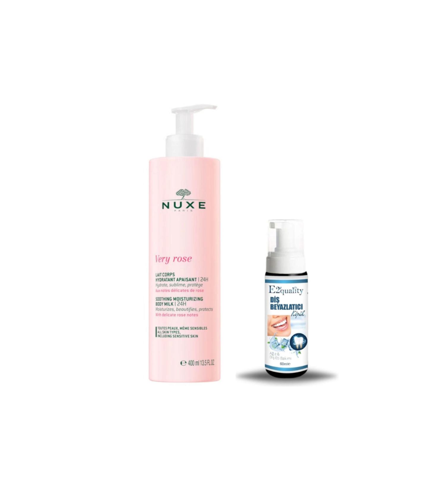 Nuxe Very Rose Soothing Moisturizing Body Milk 400 ml + Gift Teeth Whitening Foam