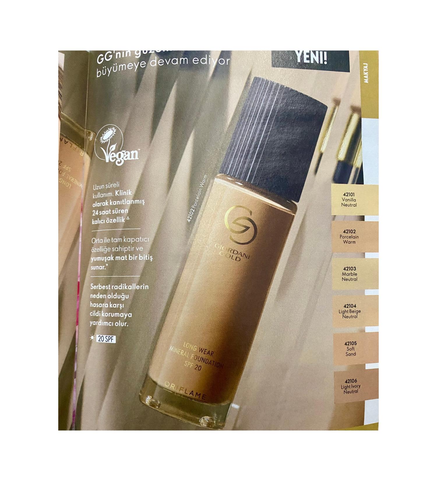 Oriflame Giordani Long Wear Mineral Foundation Porcelian Warm Msn