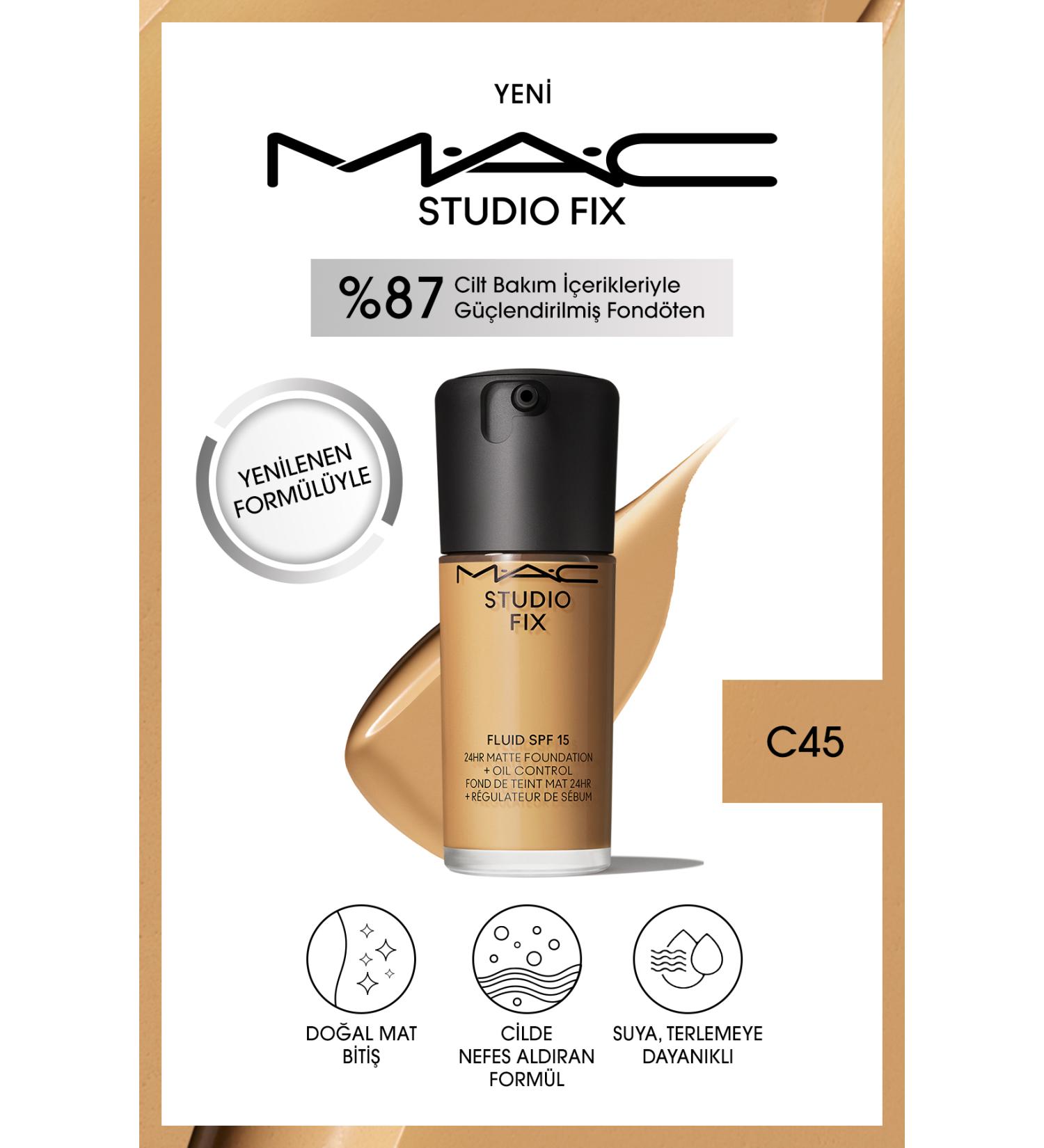 Mac 24 Hour Lasting Matte Foundation - Studio Fix Fluid Spf15 - Color: C45 - 30ml - Buy Online on GoSupps.com