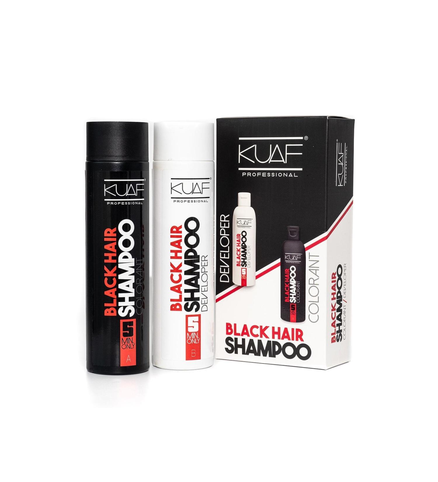 Kuaf Black Dye Shampoo Hair Beard Blackening Set 500ml