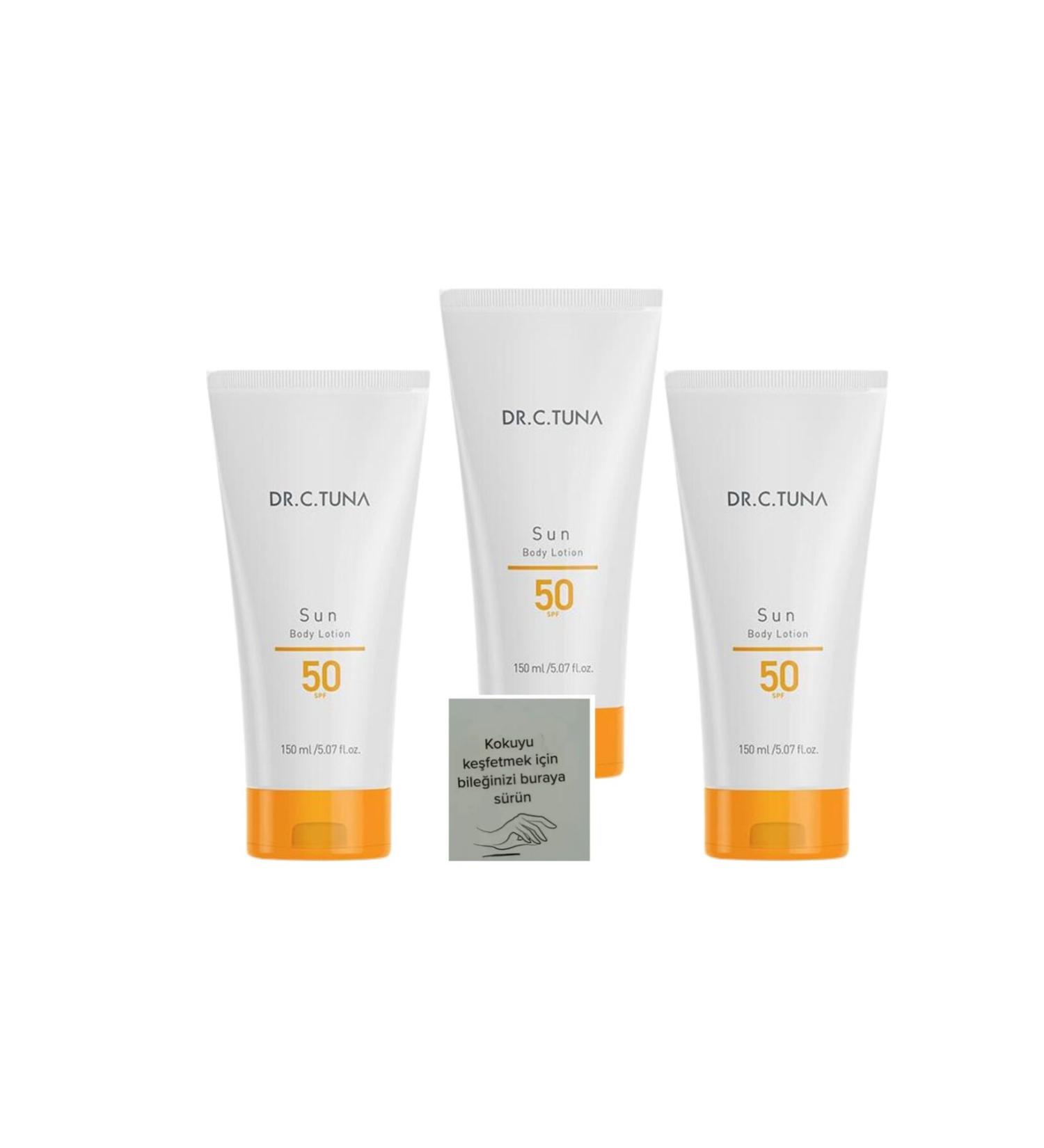 Farmasi New Series Dr.c.tuna Sun Series Body Lotion 50 Spf 150 ml 3 pieces + farmasi fragrance card - Buy Online on GoSupps.com