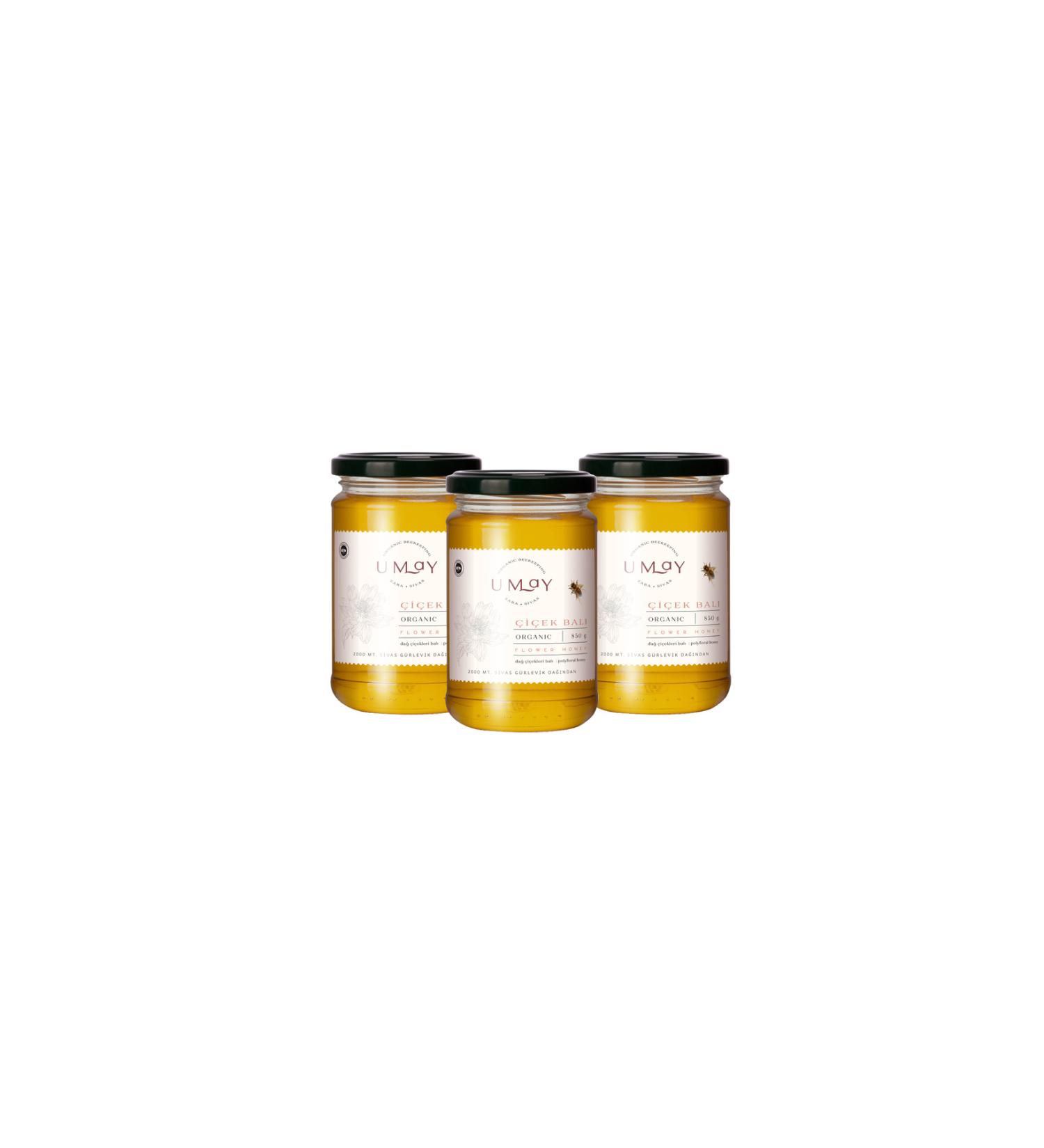 Umay Herbal 3-Pack - Organic Flower Honey (Poliflora) 850 gr