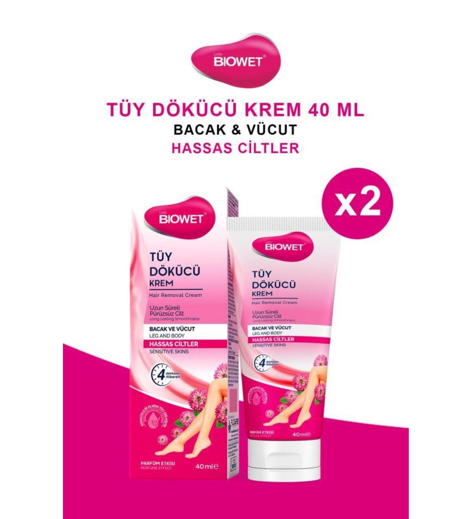 biowet Hair Removal Cream Sensitive Skin 40ml X2