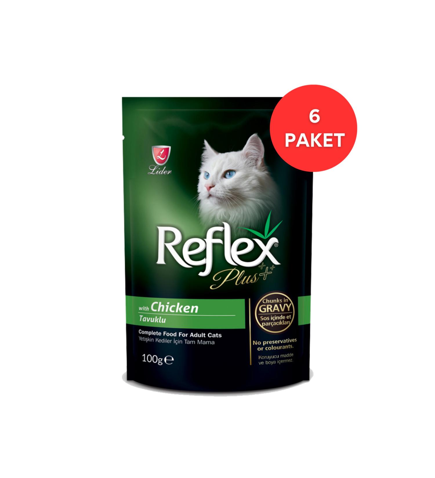 Reflex Plus Chicken Gravy Sauce Pouch Adult Cat Canned Food 100 gr (6 Pack)