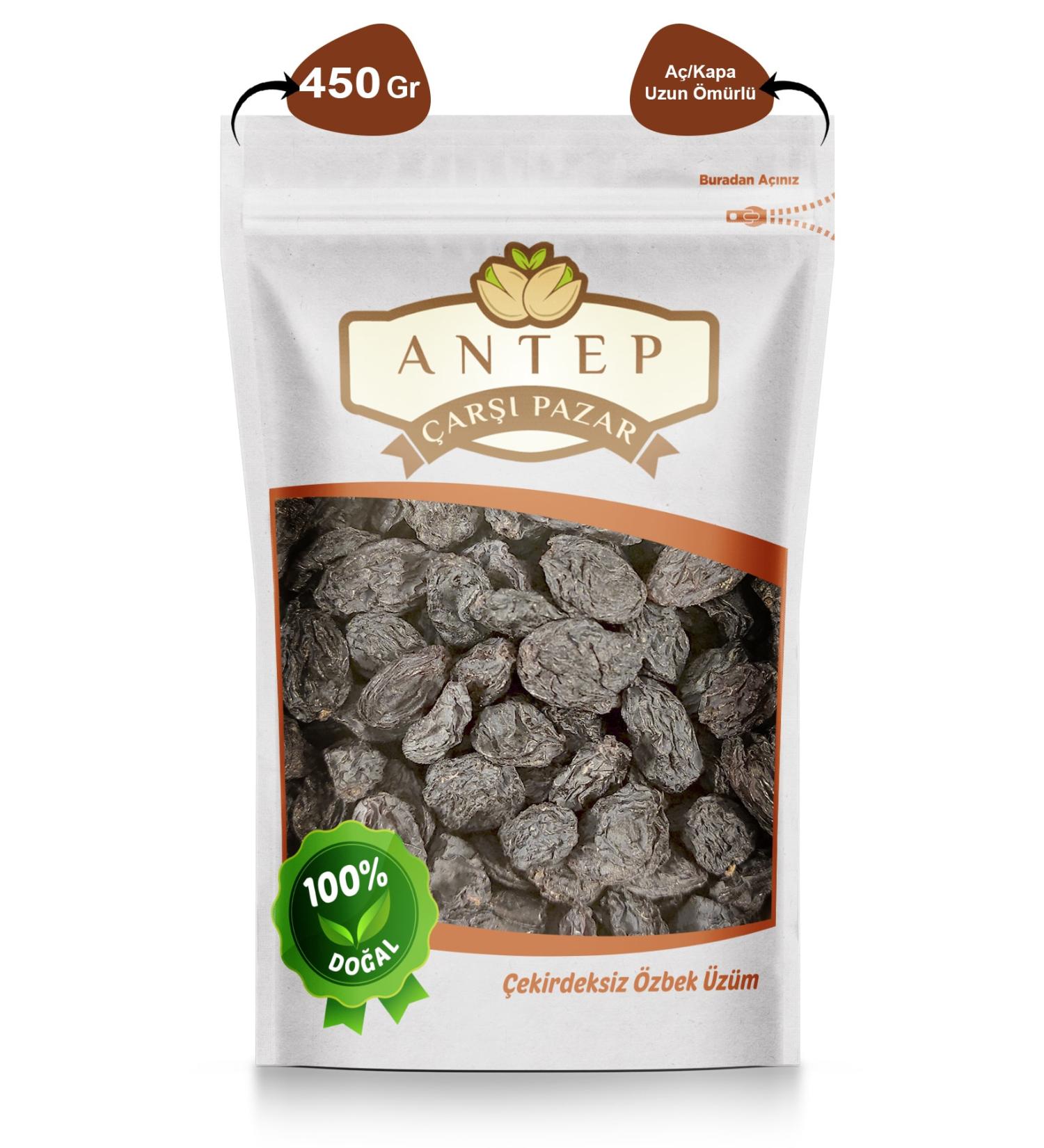 Antep Bazaar Black Grapes Seedless Uzbek Blood Grapes | 450 Gr.