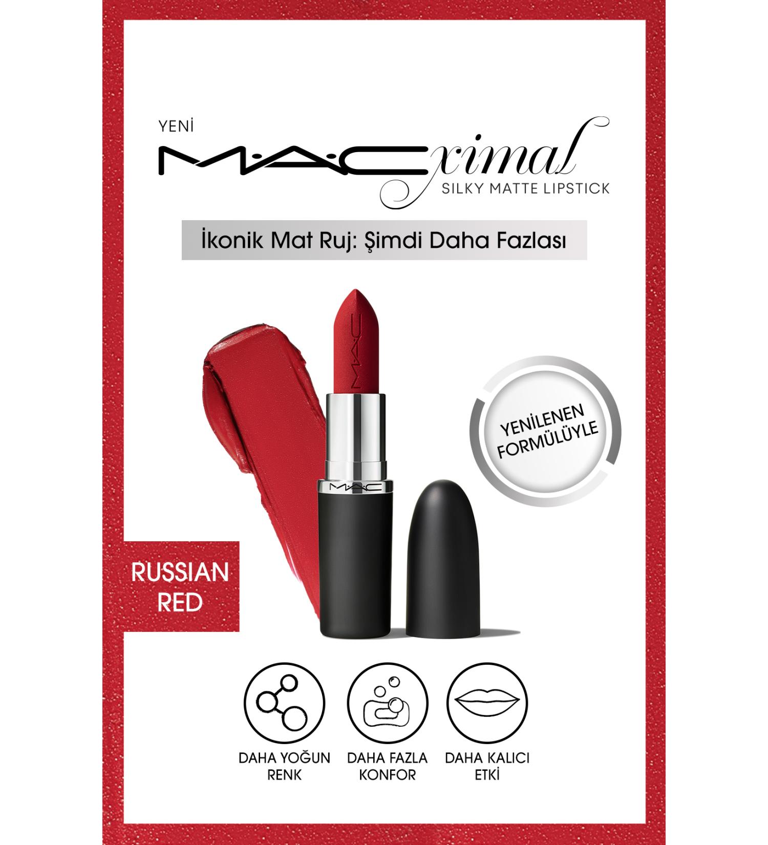 Mac M A CXIMAL MATTE LIPSTICK-RUSSIAN RED LONG-LASTING NOURISHING EFFECTIVE LIPSTICK 3.5 G DEMBA3627 - Buy Online on GoSupps.com