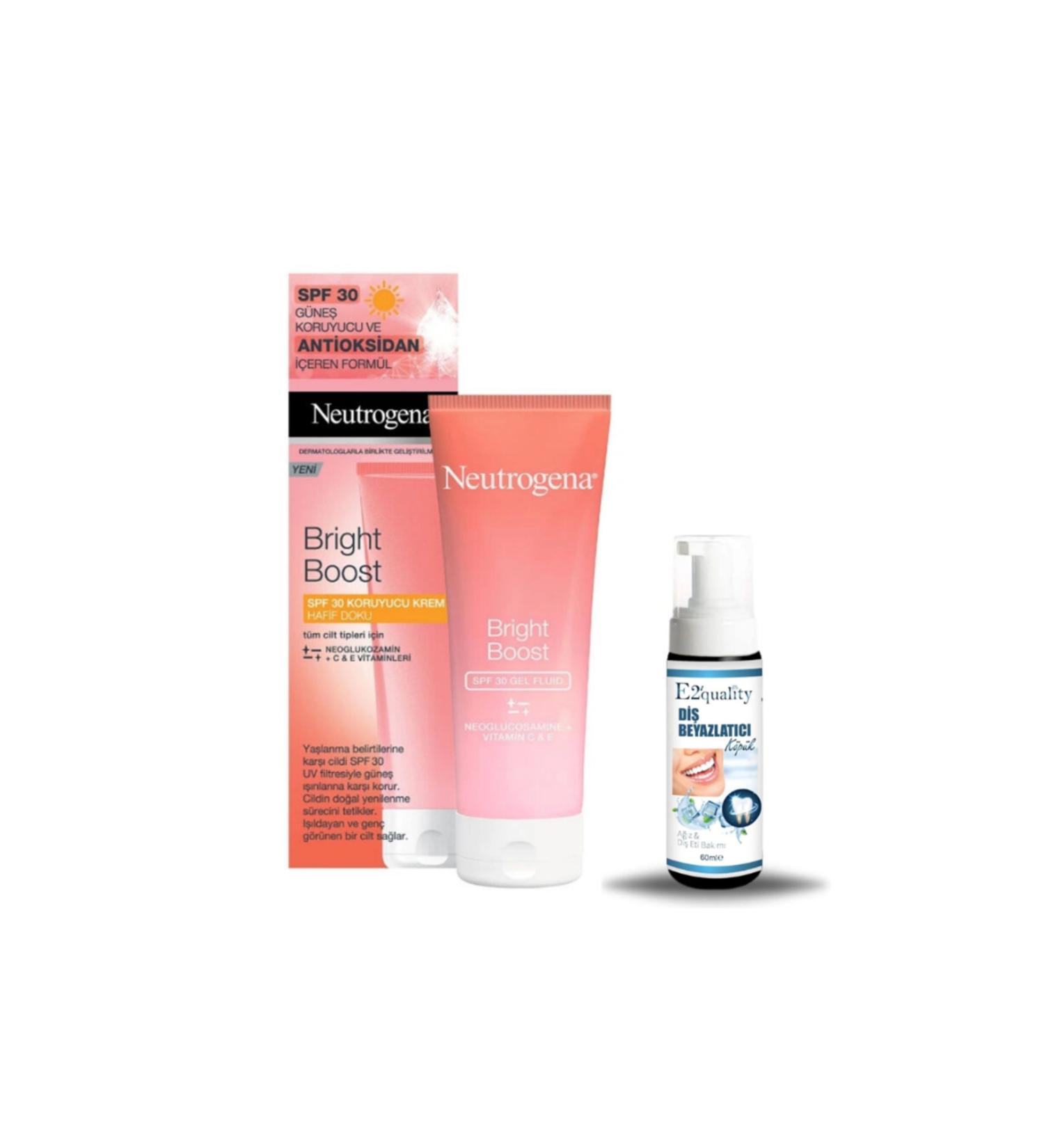 Neutrogena Bright Boost Spf30+ Protective Cream 50 ml + Gift Teeth Whitening Foam