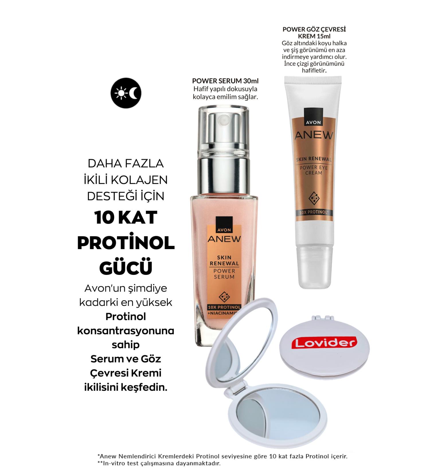 Avon Anew Power Set Face Serum 30ml + Eye Contour Cream 15ml + Lovider Pocket Mirror - Buy Online on GoSupps.com