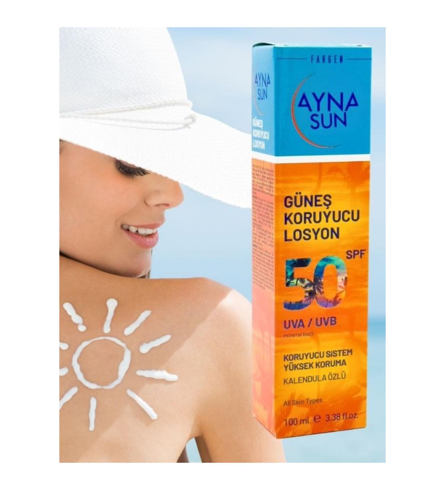 Ayna Sun Calendula Extract Sunscreen Lotion 50 Spf Mineral Based 100 ml Sun Cream