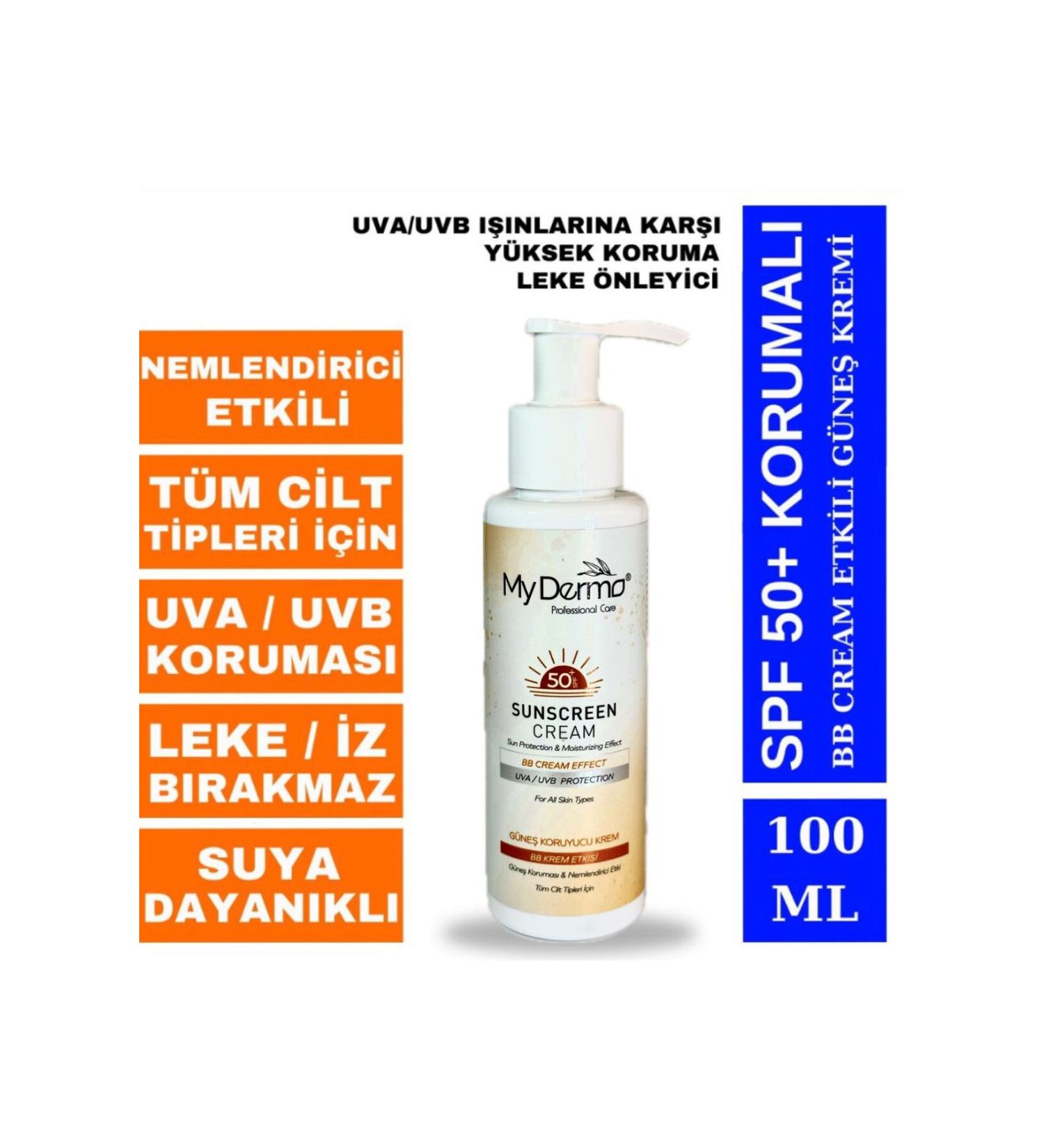 MY DERMO Spf50+ Protective Sun Cream 100 ML BB Cream Effective