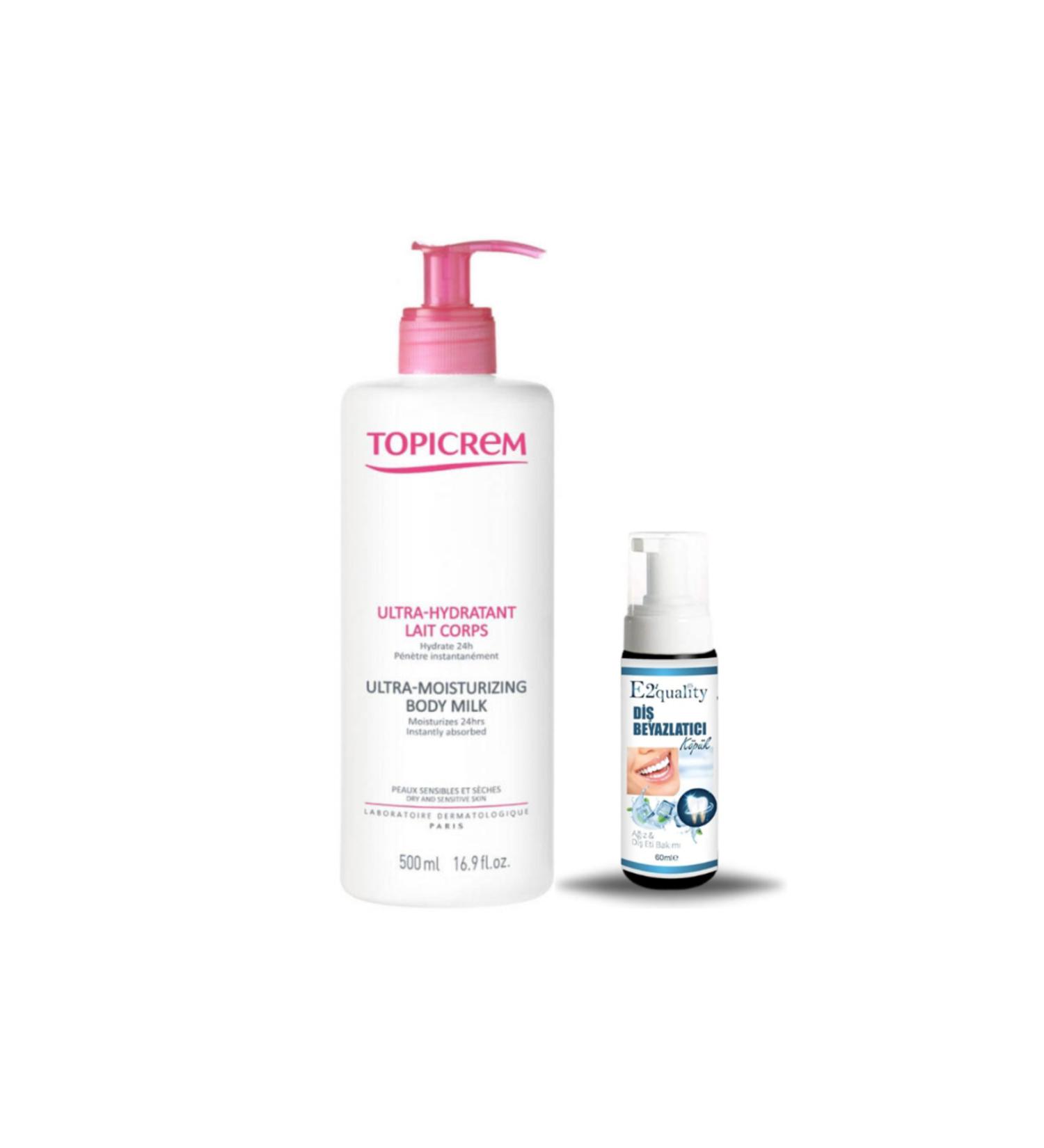 Topicrem Ultra Moisturizing Body Milk-Moisturizing Body Lotion 500ml + Gift Teeth Whitening Foam