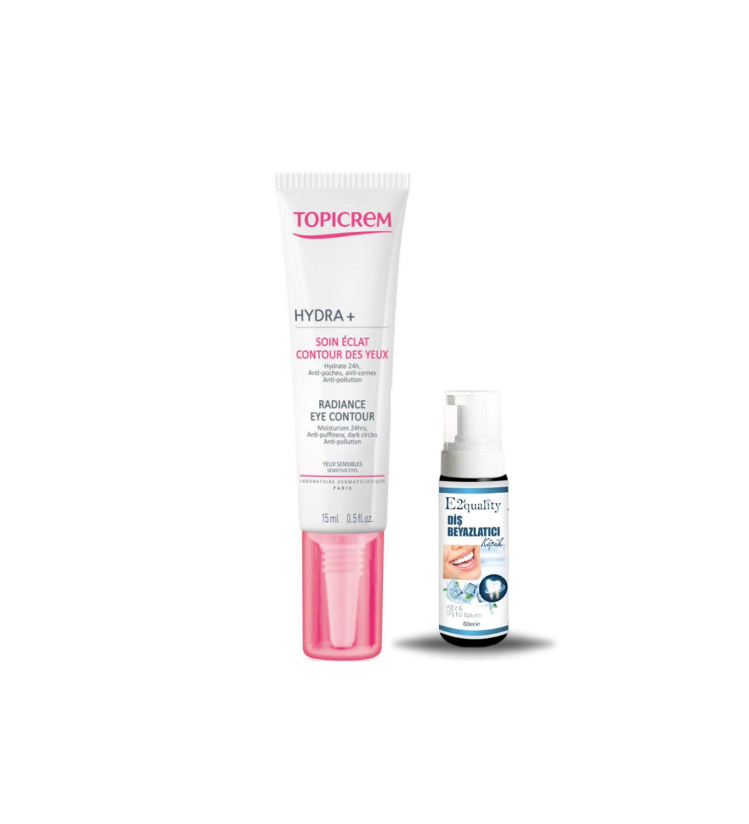 Topicrem Hydra + Radiance Eye Contour Eye Contour Care Cream 15ml + Gift Teeth Whitening Foam