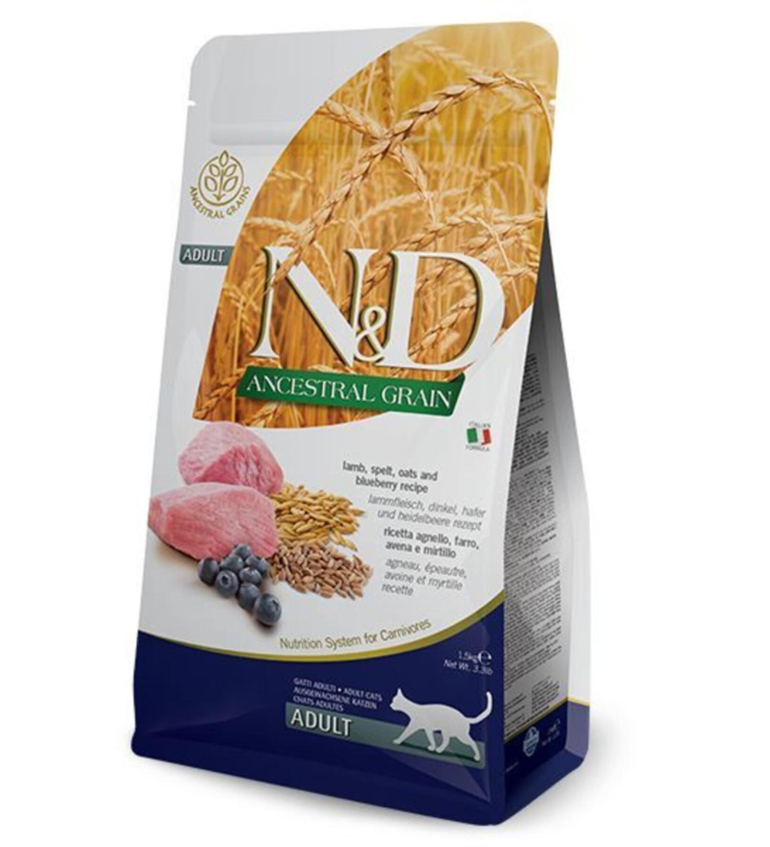 N & D Nd Low Grain Lamb & Blueberry Adult Cat Food 1.5 Kg-stt-04-2022