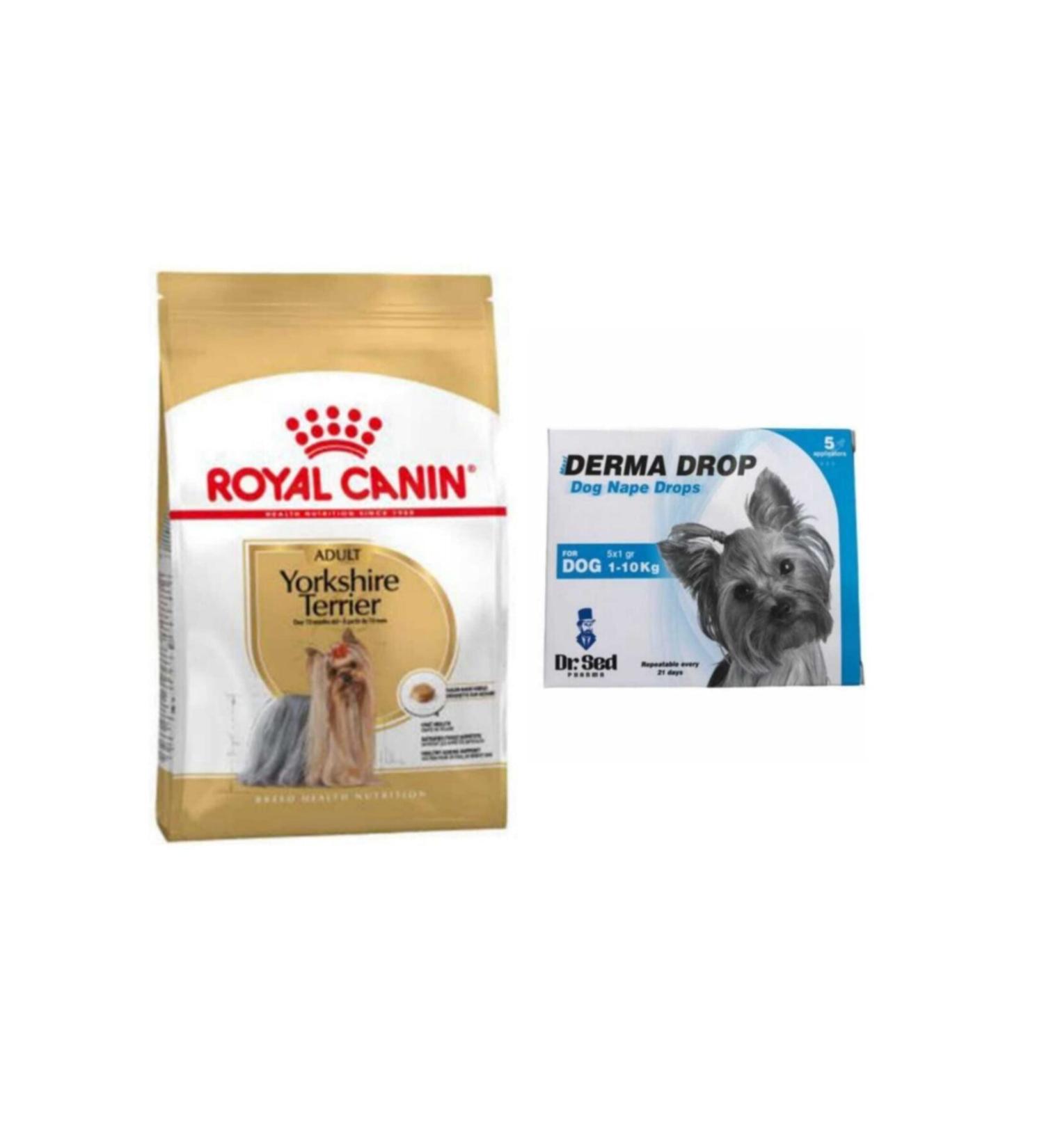 Royal Canin Adult Yorkshire Terrier Breed Special Dog Food 1.5 kg + Derma Drop 5x1 ml