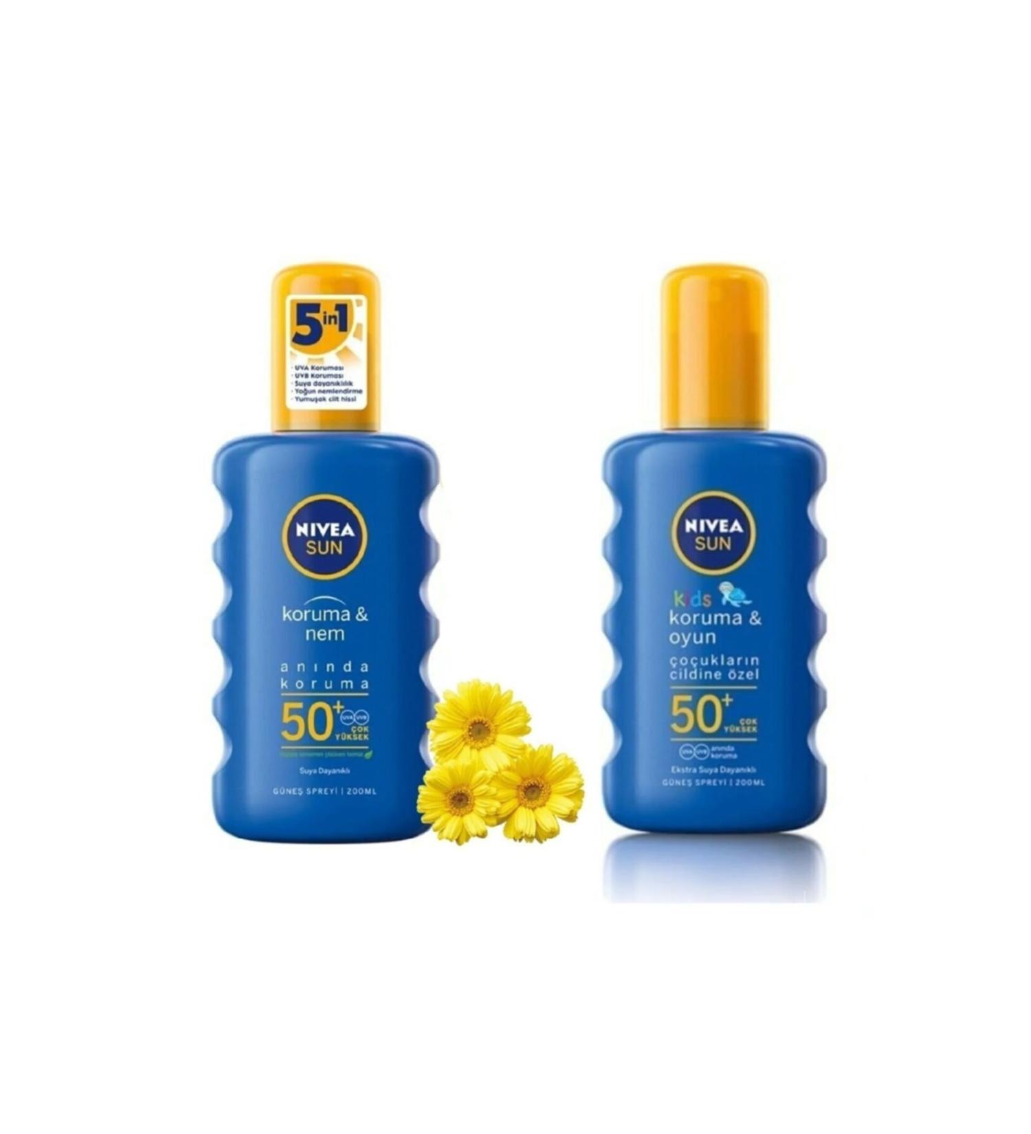NIVEA Sun Cream Set of 2-Adult Spray 50 Factor 200 ml Child Spray 50 Factor 200 ml