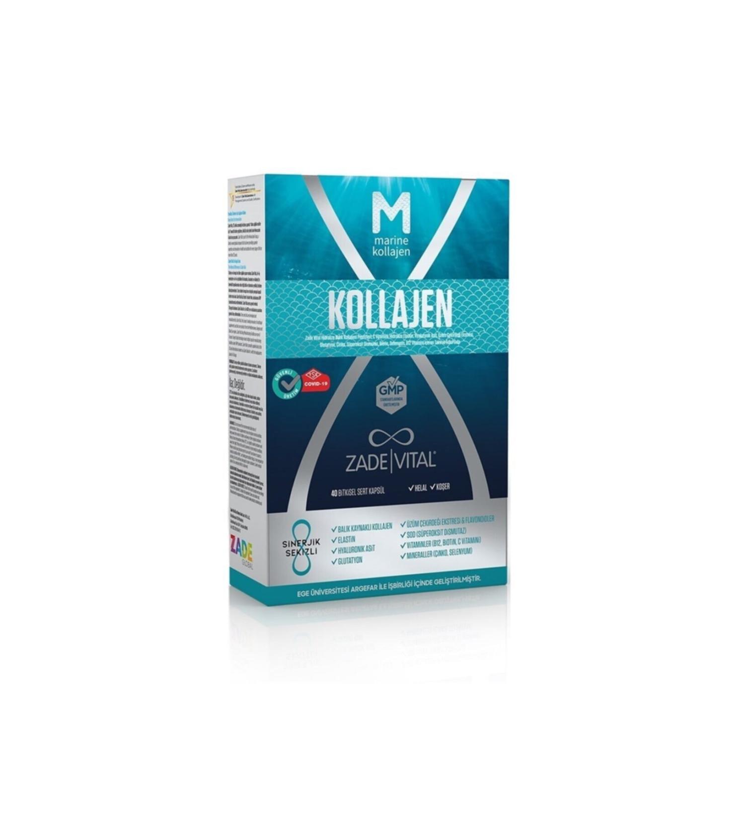 Zade Vital Marine Collagen + Hyaluronic Acid 40 Capsules