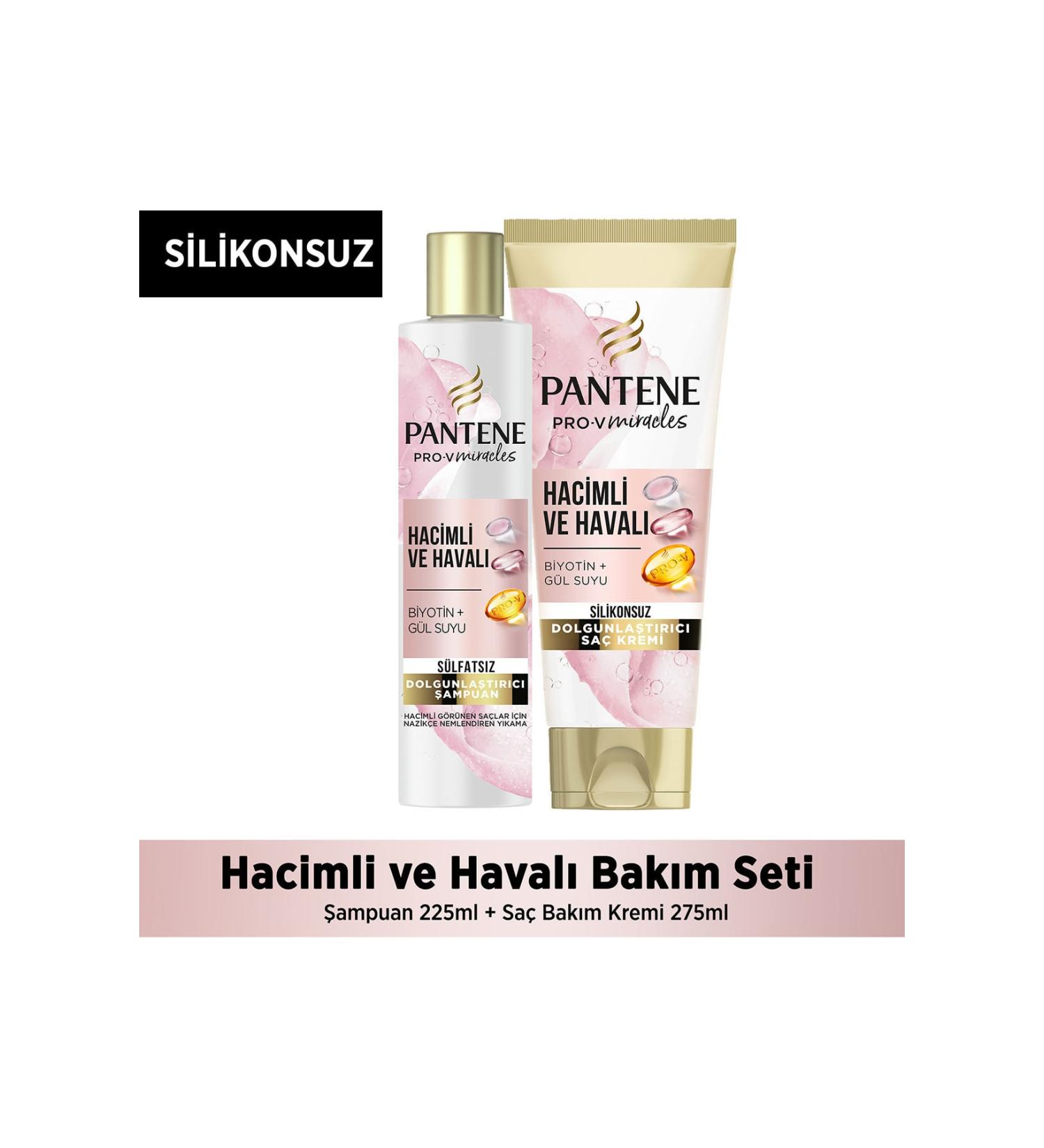 Pantene Sulfate-Free Volumizing Shampoo Biotin & Rose Water 225ml + Hair Care Conditioner 275ml - Buy Online on GoSupps.com
