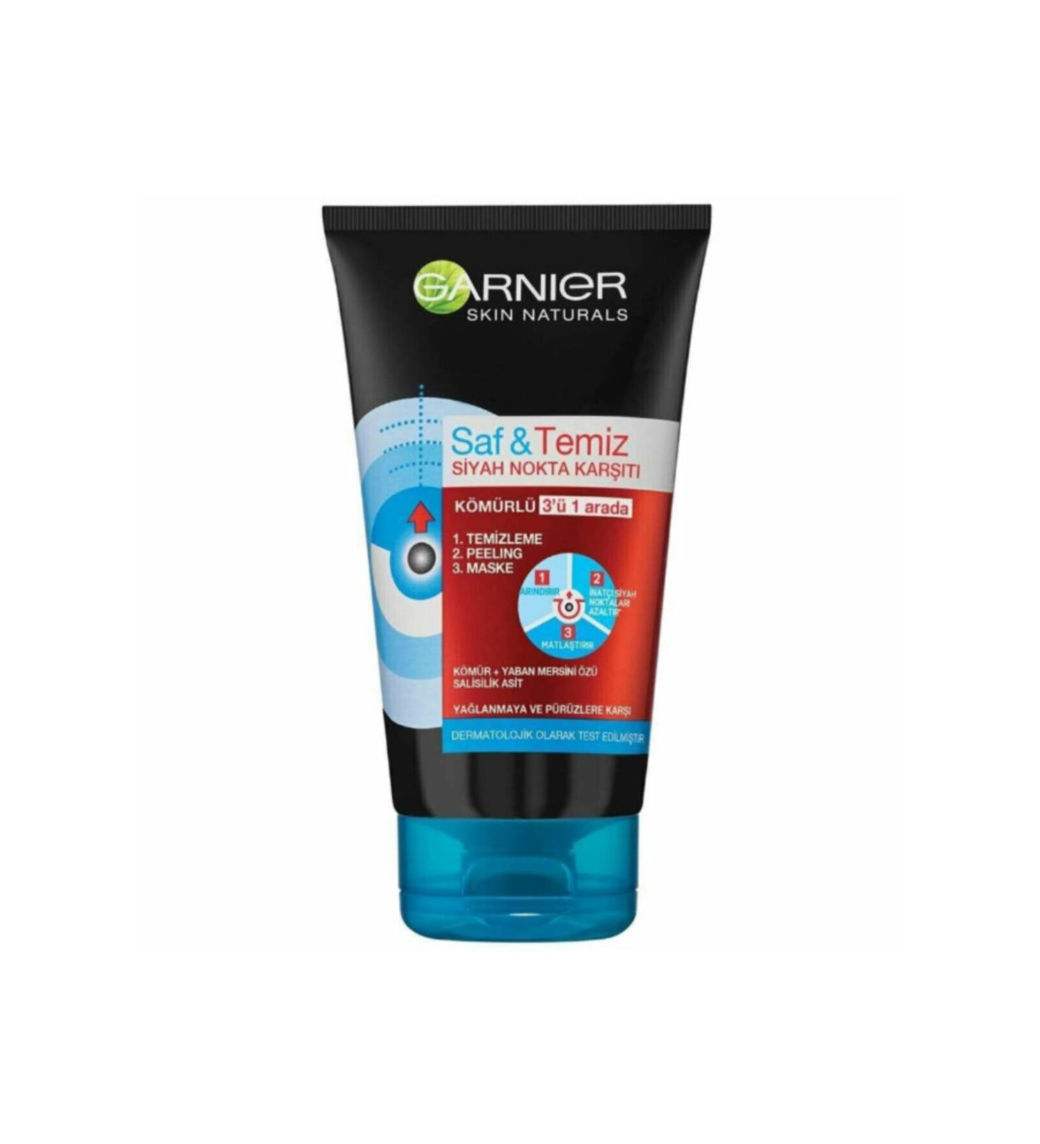 Garnier Pure & Clean Anti-Blackhead Charcoal 3 in 1 150 ml