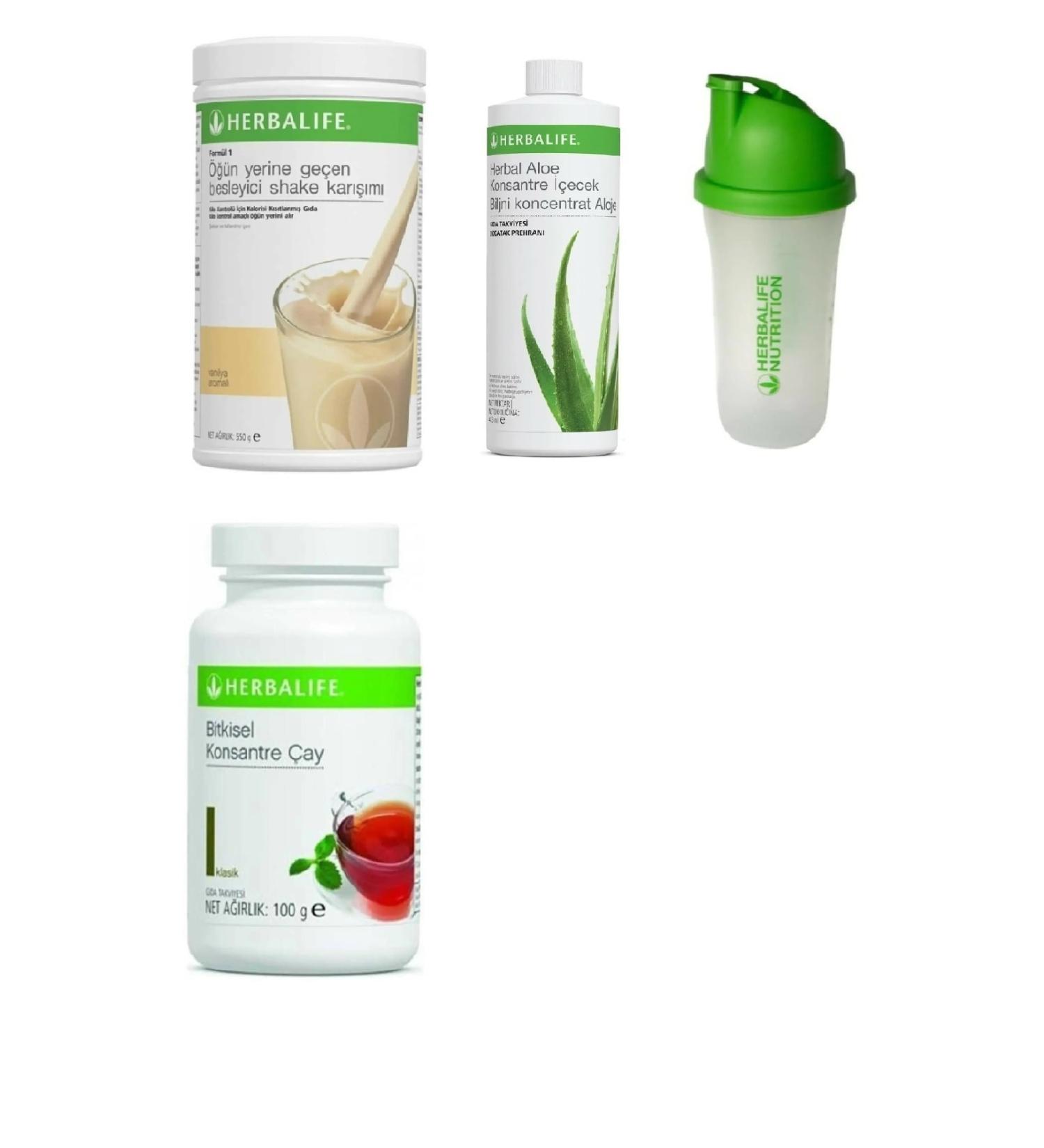 Herbalife Set Vanilla Shake- Aloe Juice- 100gr Classic Tea and Shaker