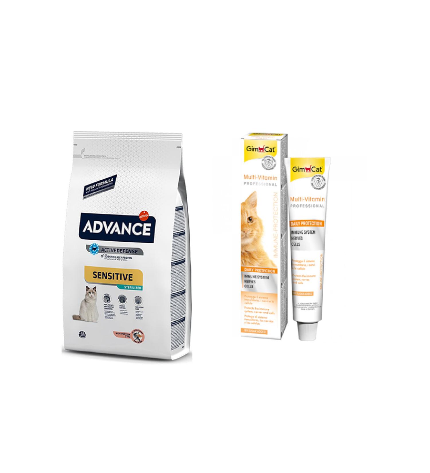 Advance Sterilised Salmon Cat Food 3 Kg + Gimcat Cat Multivitamin 20 Gr (original)