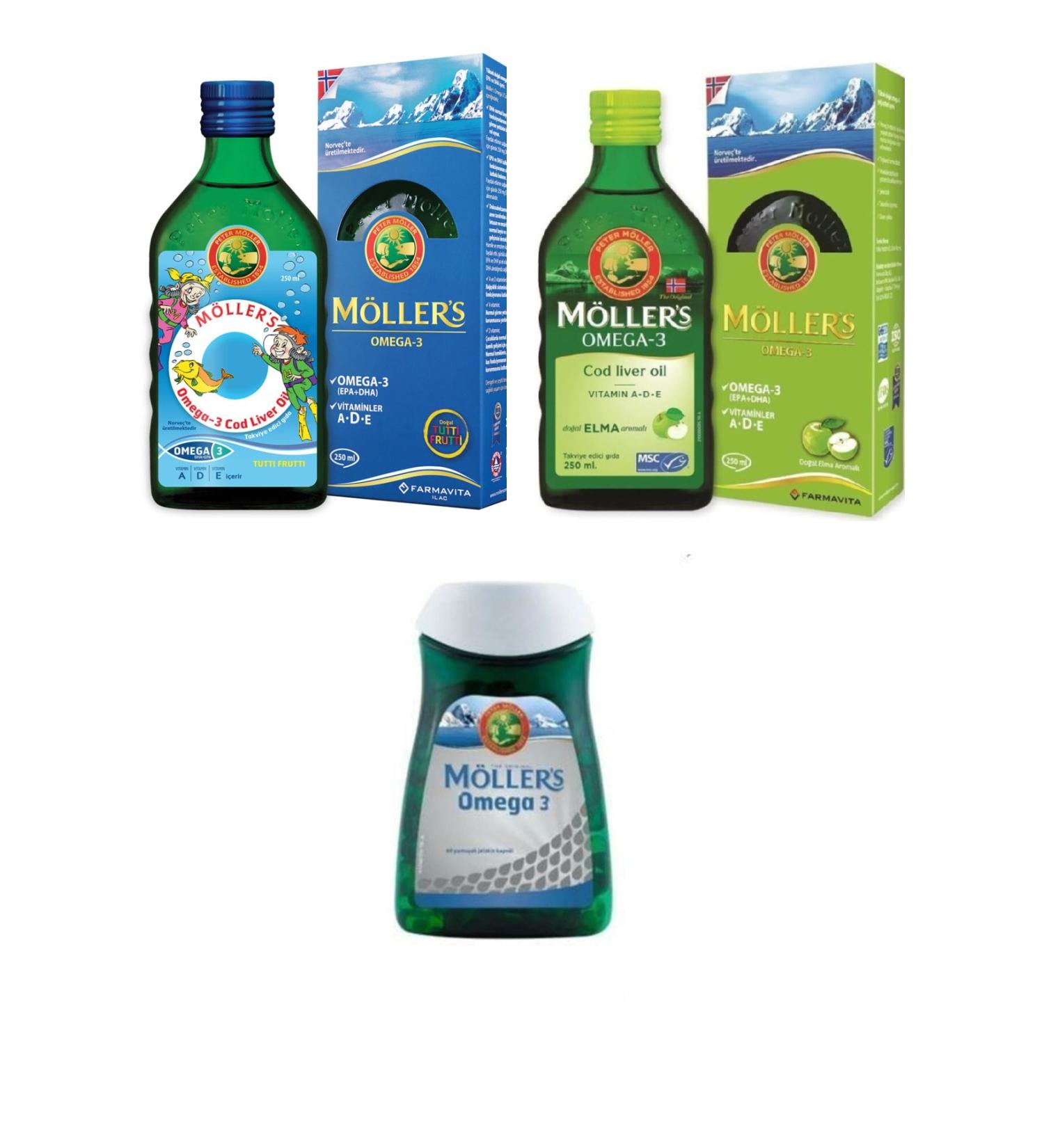 Mollers Omega-3 Fish Oil Liquid Form-tutti Frutti And Apple+omega-3 60 Capsules