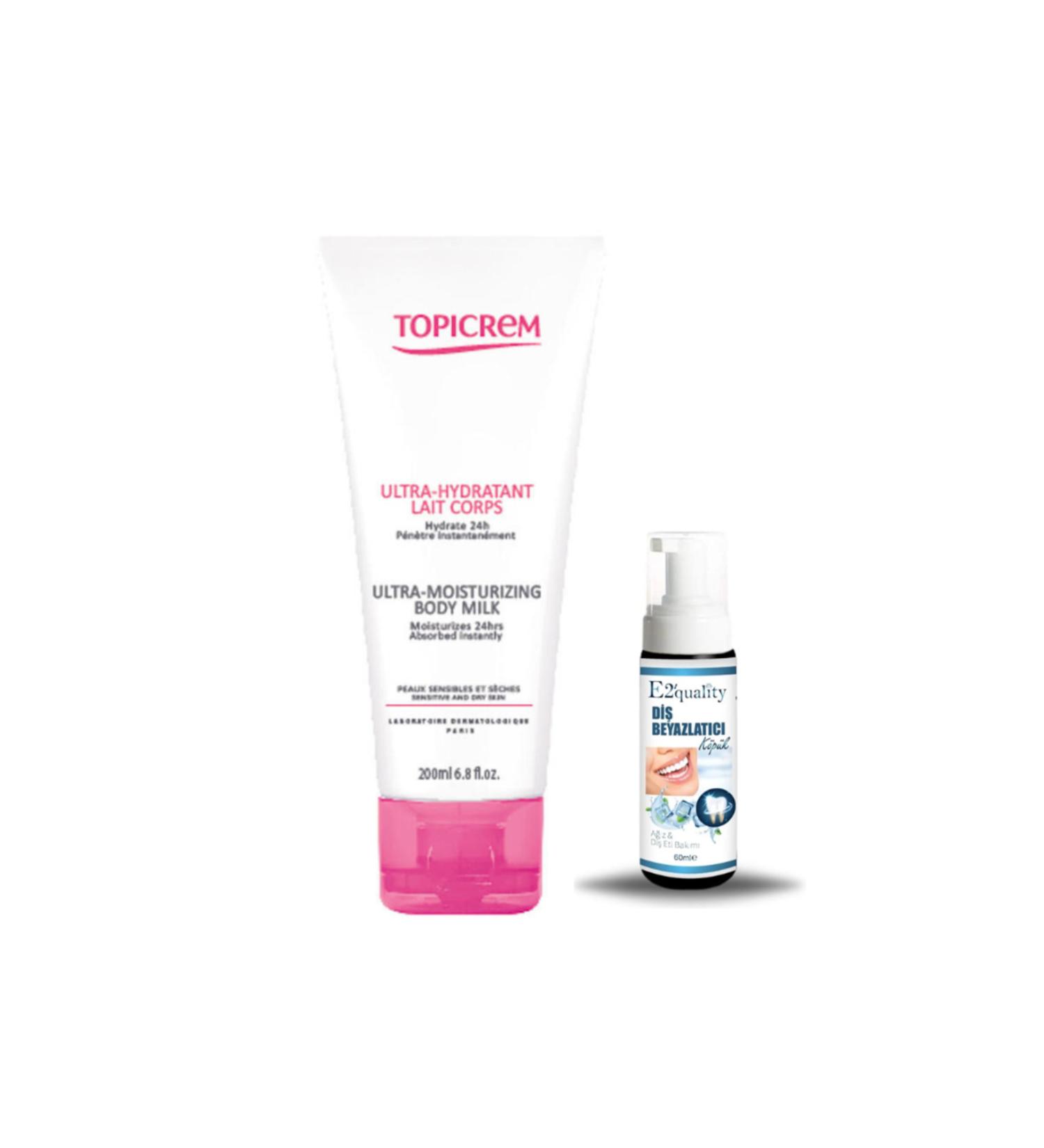 Topicrem Ultra Moisturizing Body Milk-Moisturizing Body Lotion 200ml + Gift Teeth Whitening Foam