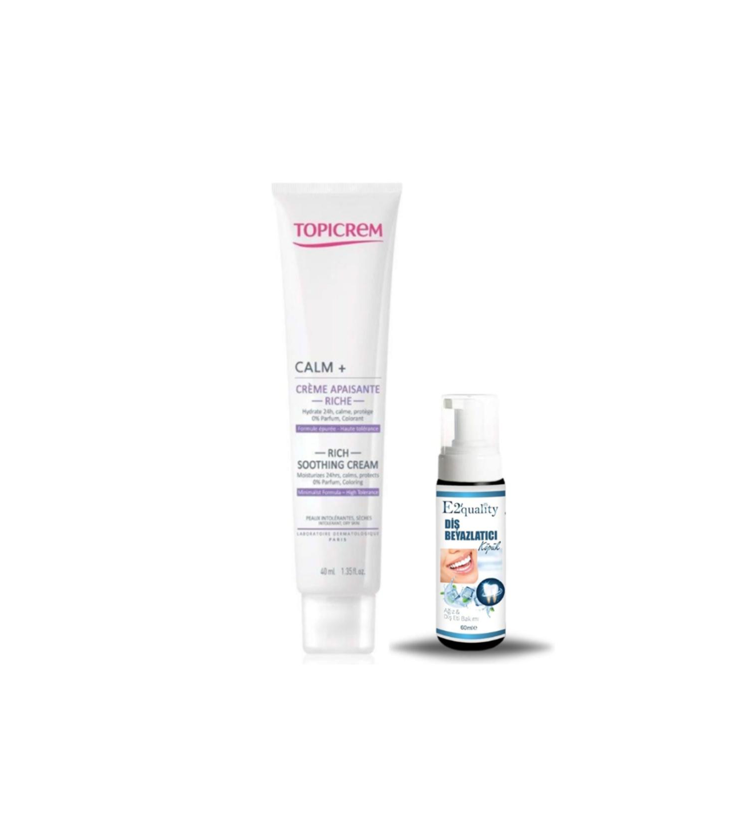 Topicrem Calm Ultra Moisturizing Soothing Cream - Care Cream 40ml + Gift Teeth Whitening Foam