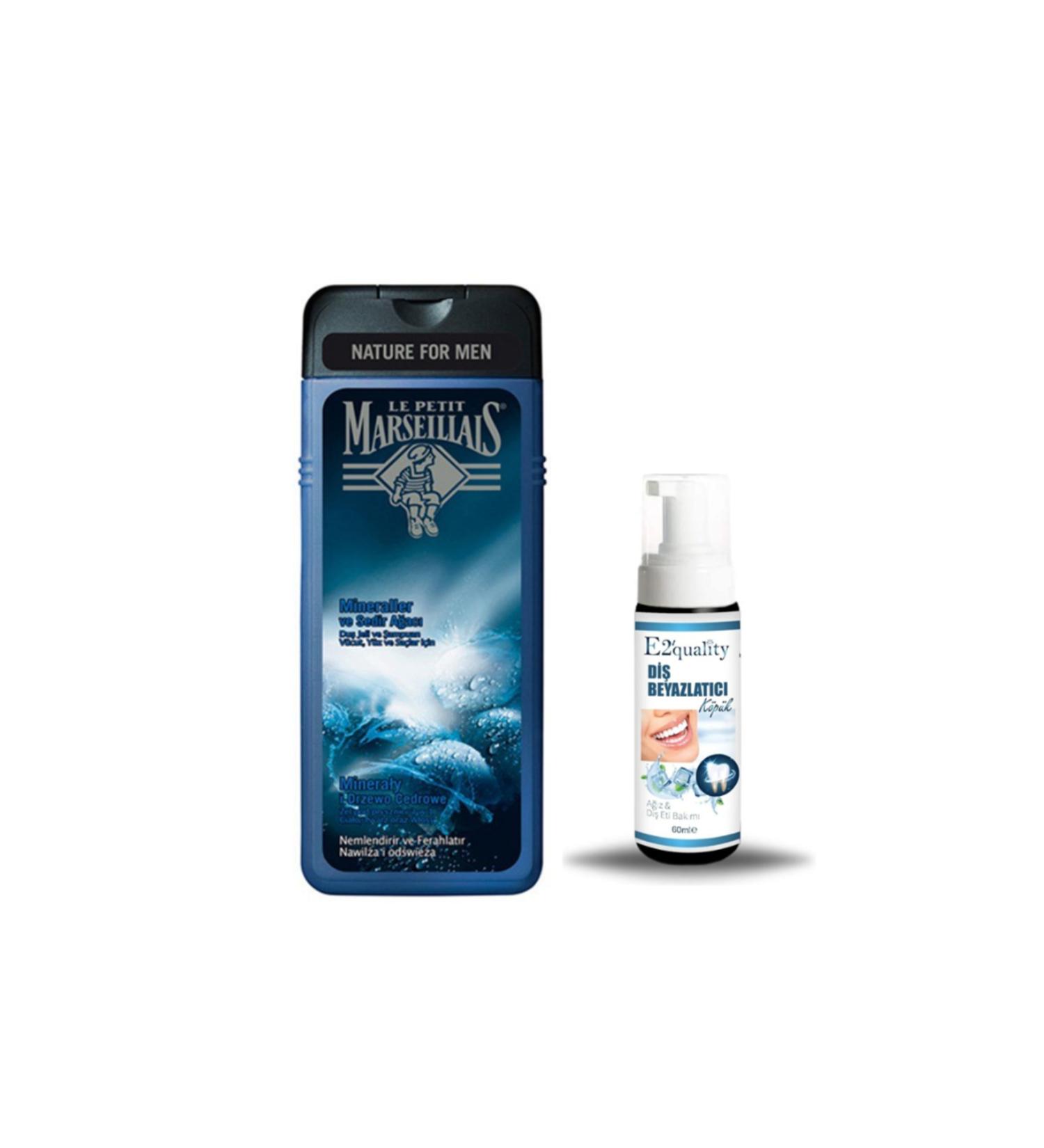 Le Petit Marseillais For Men Minerals & Cedarwood 400 ml Shampoo & Shower Gel + Gift Teeth Whitening Foam