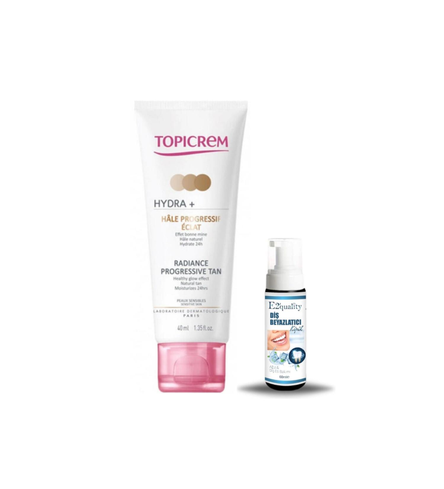 Topicrem Hydra Radiance Professive - Bronzing Cream Tan 40ml + Gift Teeth Whitening Foam