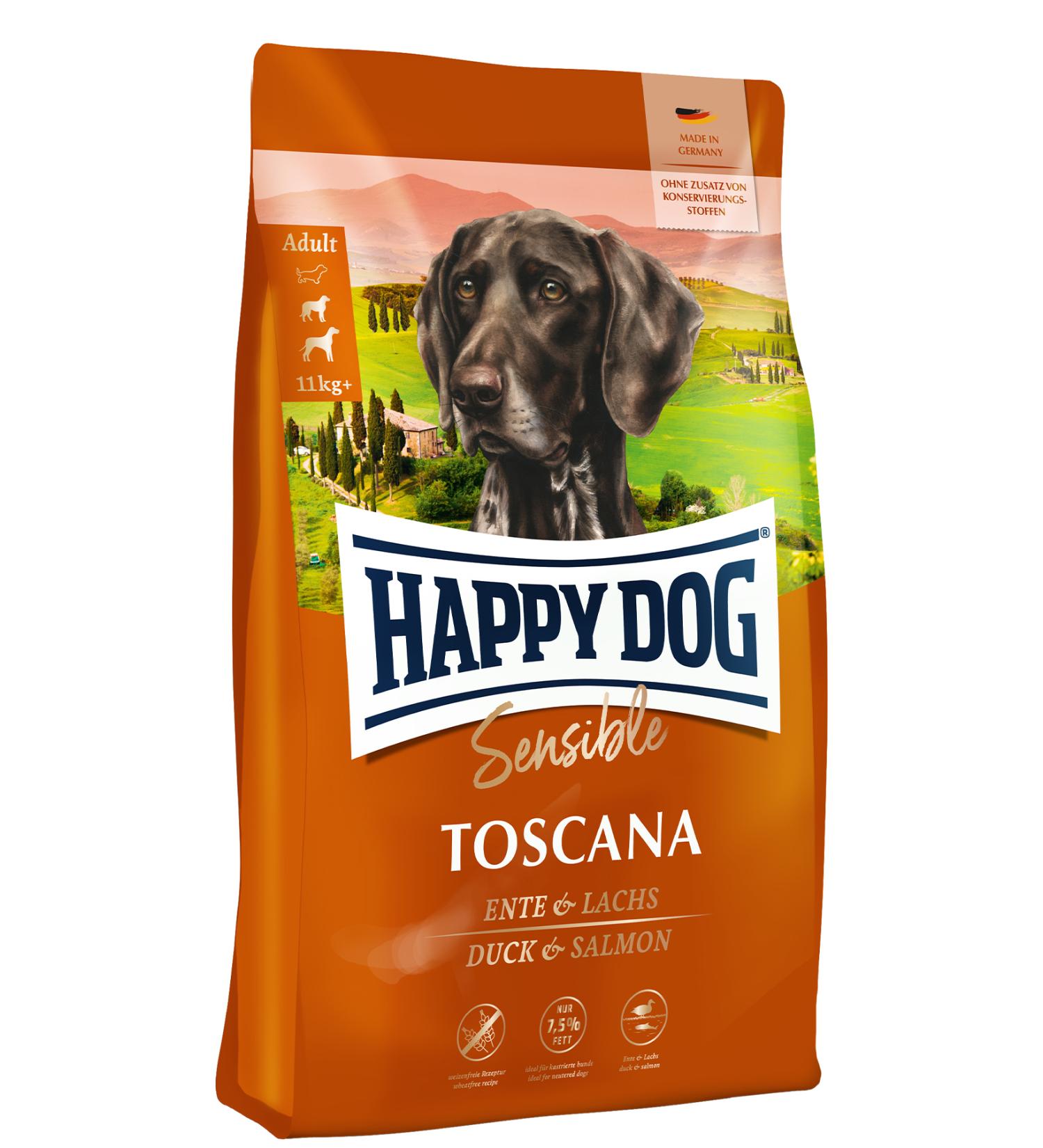 Happy Dog Toscana Duck and Salmon Dog Food 4 kg - Buy Online on GoSupps.com