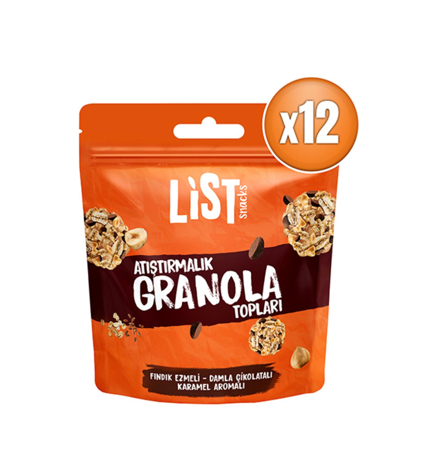 List Nuts List Snacks Hazelnut Butter Caramel Flavored Granola Balls 12 x 30 g