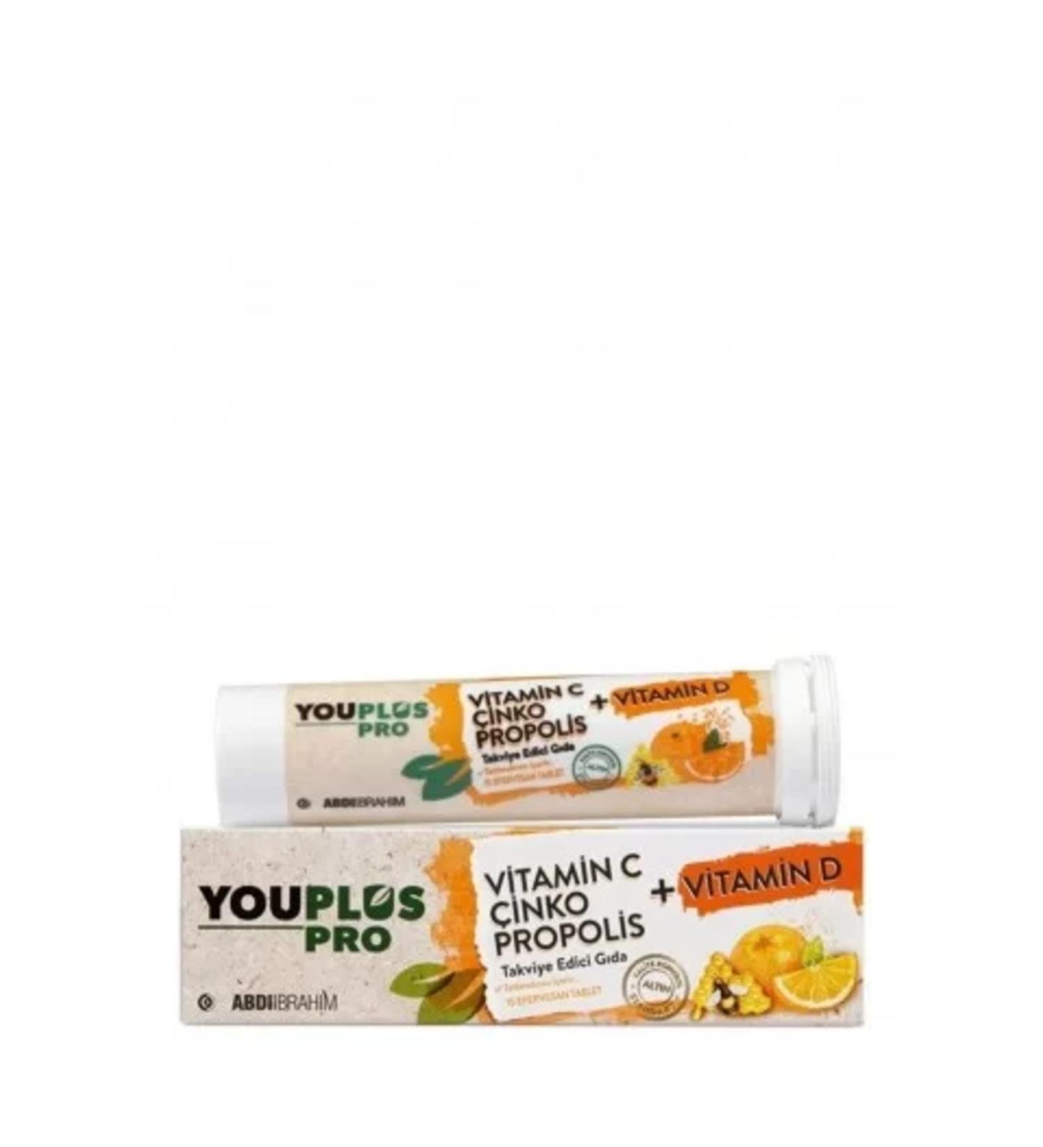 Youplus Pro VitaminC - Zinc - Propolis - VitaminD 15 Tablets (2 PCS)
