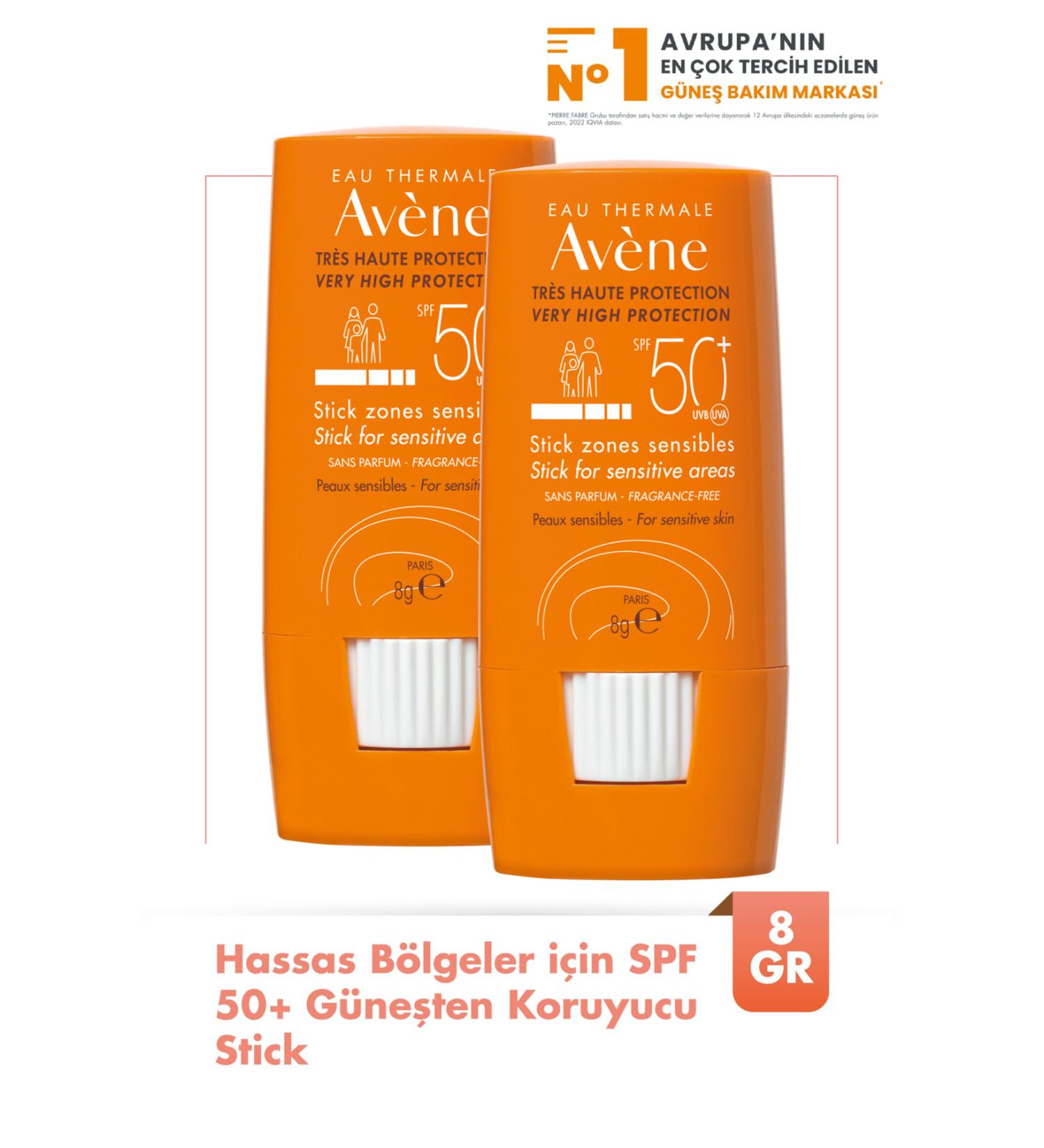 Avene Stick SPF 50+ High Protection Sunscreen Stick for Sensitive Areas 8 gr x2 - Buy Online on GoSupps.com