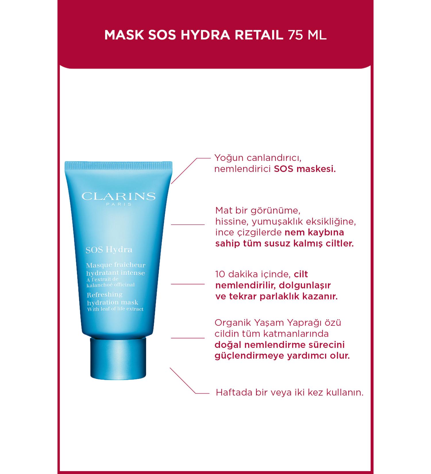 Clarins Sos Hydra 75 ml Refreshing Moisturizing Mask - Buy Online on GoSupps.com
